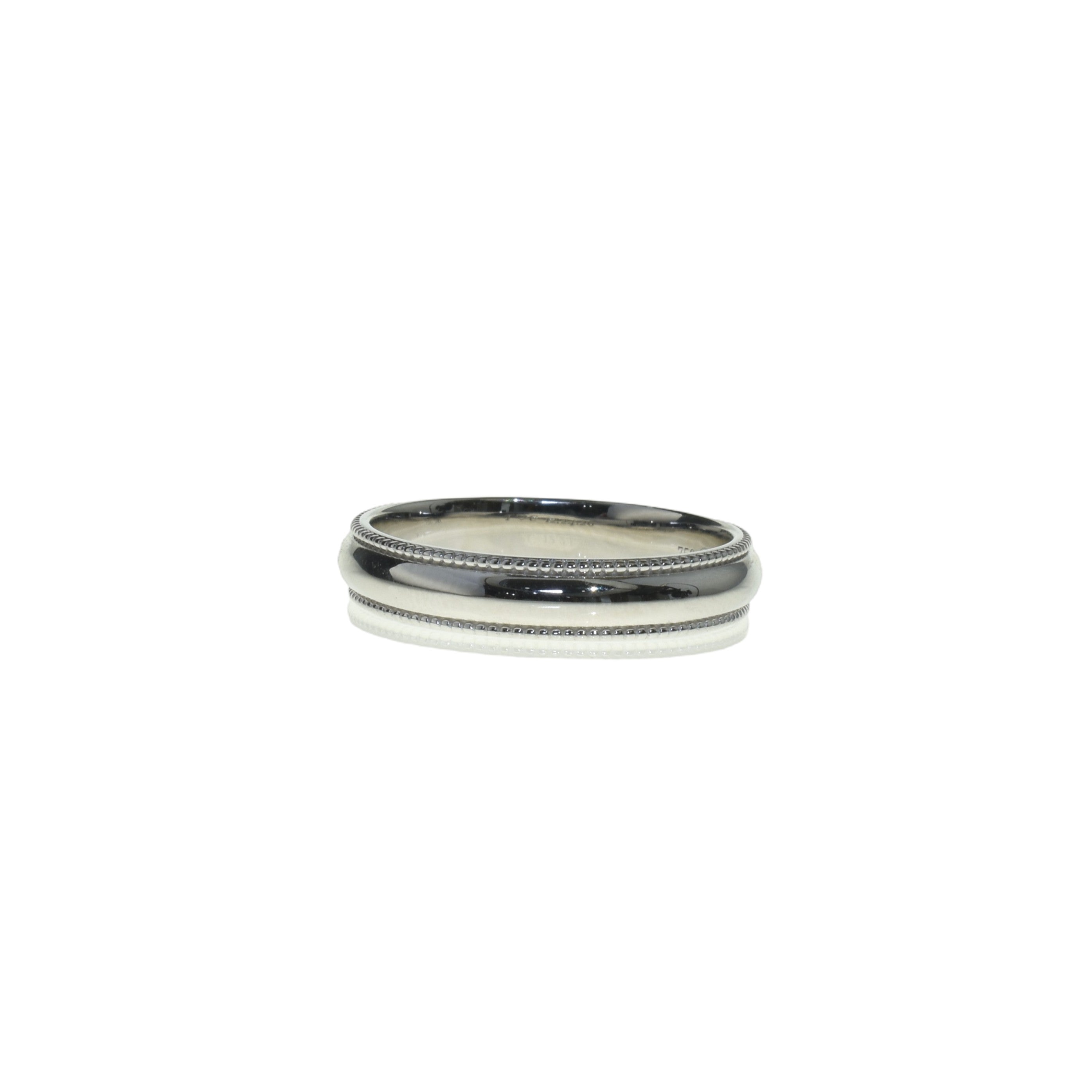 Curved 4mm Mens Wedding Band with Millgrain