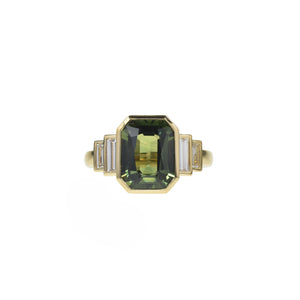 Green Sapphire Step Ring