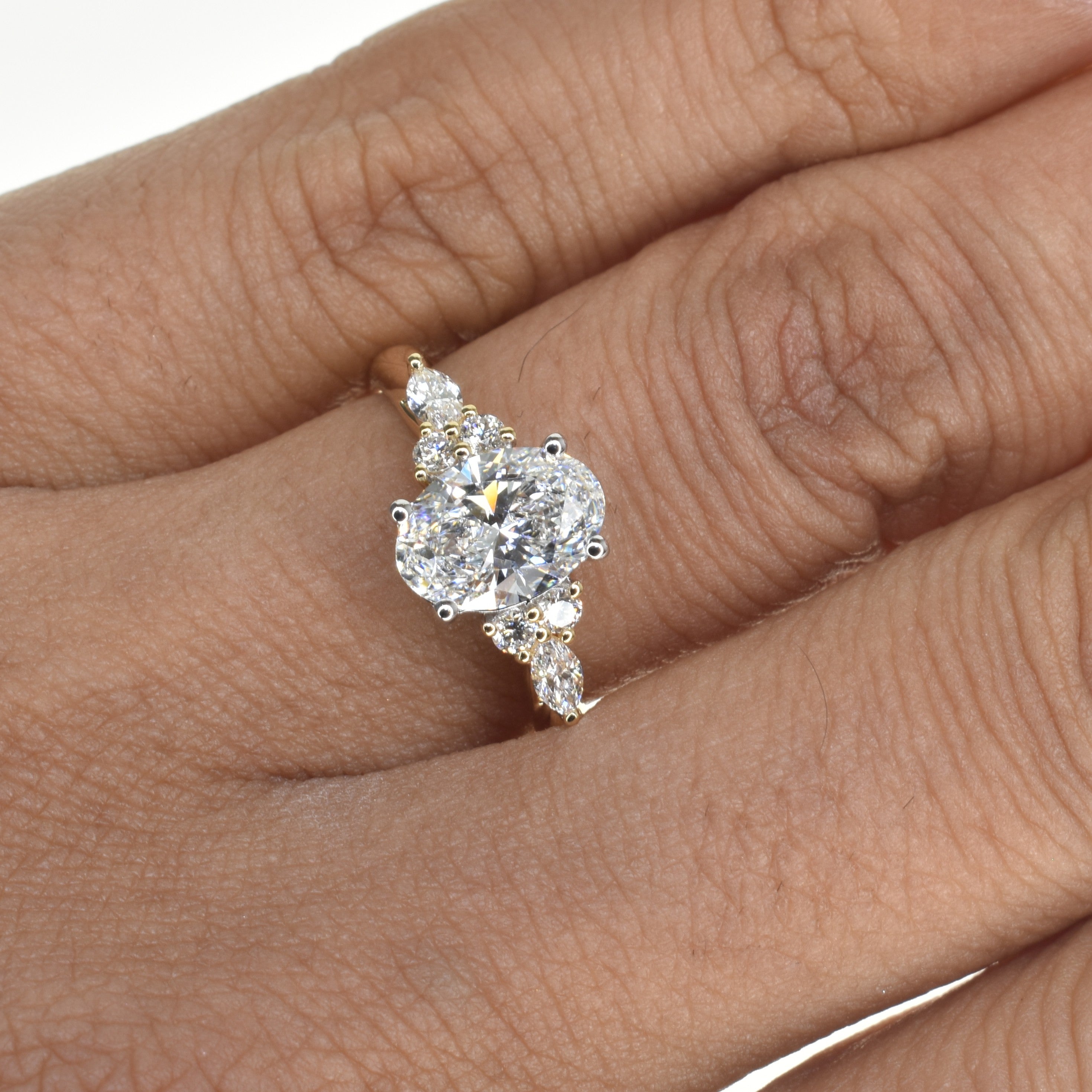 Oval Diamond Engagement Ring with Diamonds on Shoulder