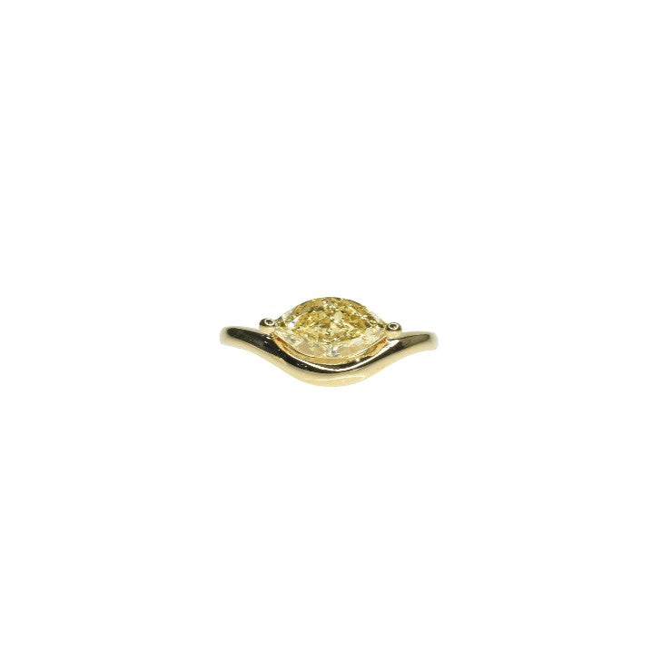 Fancy Intense Yellow Marquise Pinky Ring
