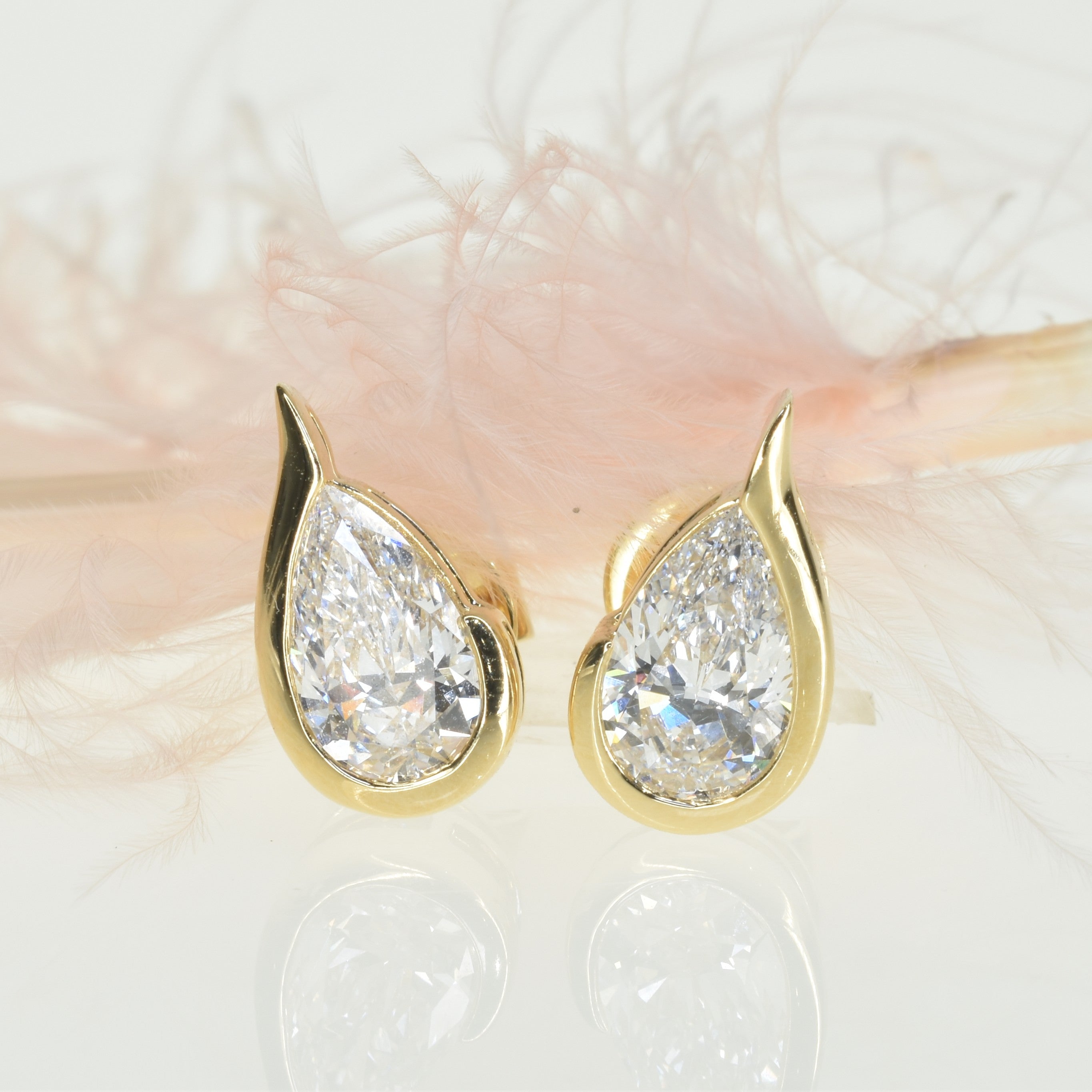 Lab Grown Pear Shape Diamonds Stud  Earrings