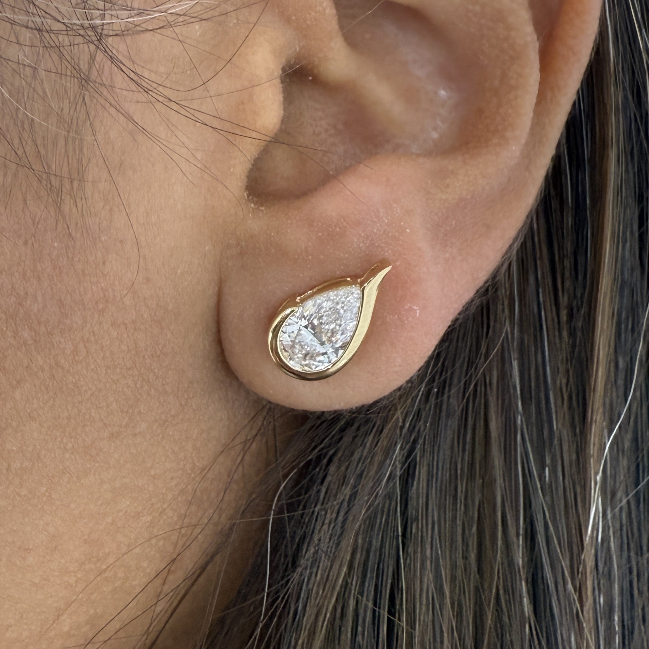 2ct Pear Shape Lab Grown Diamonds Stud Earrings