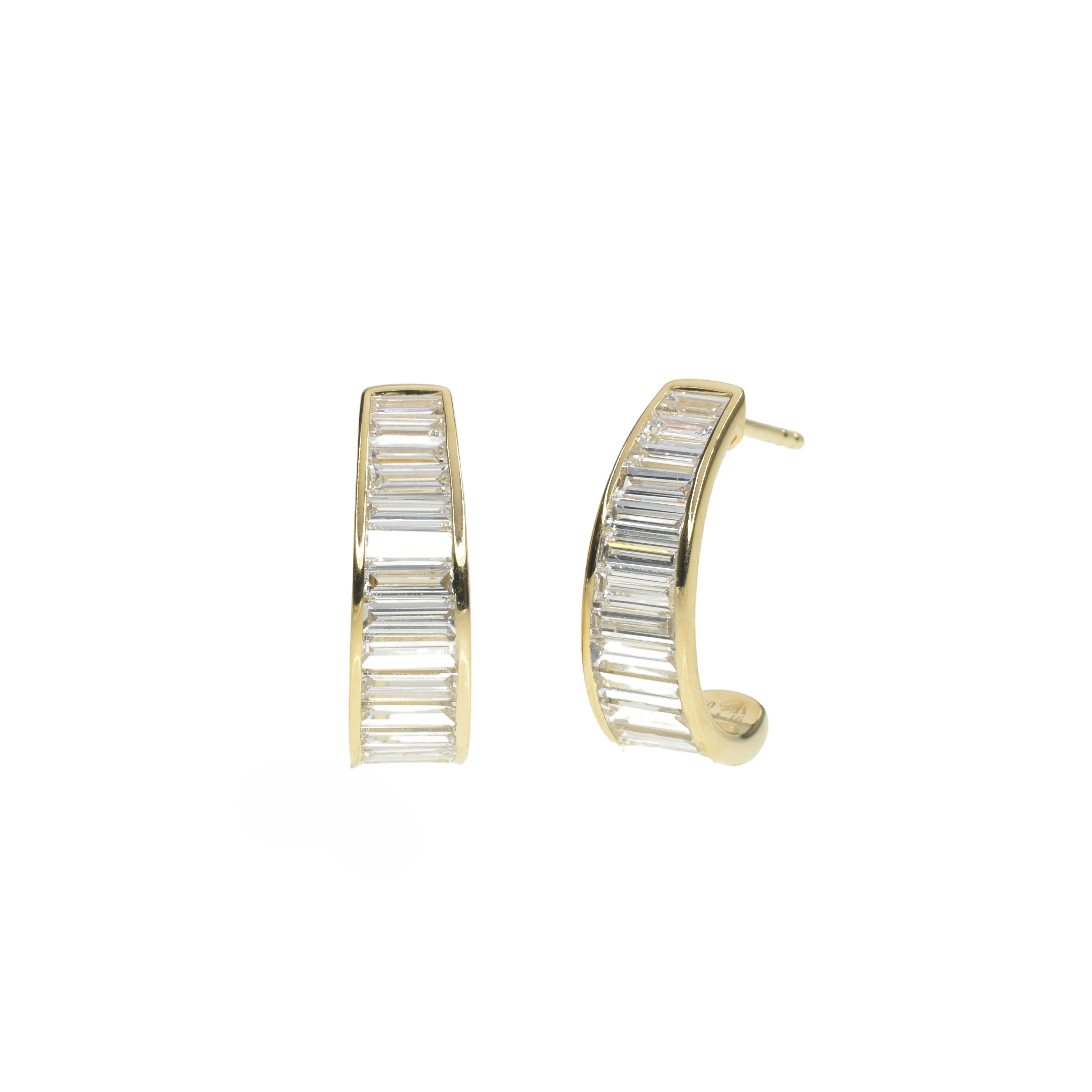 Lab Grown Diamond Sideways Baguette Hoop Earrings