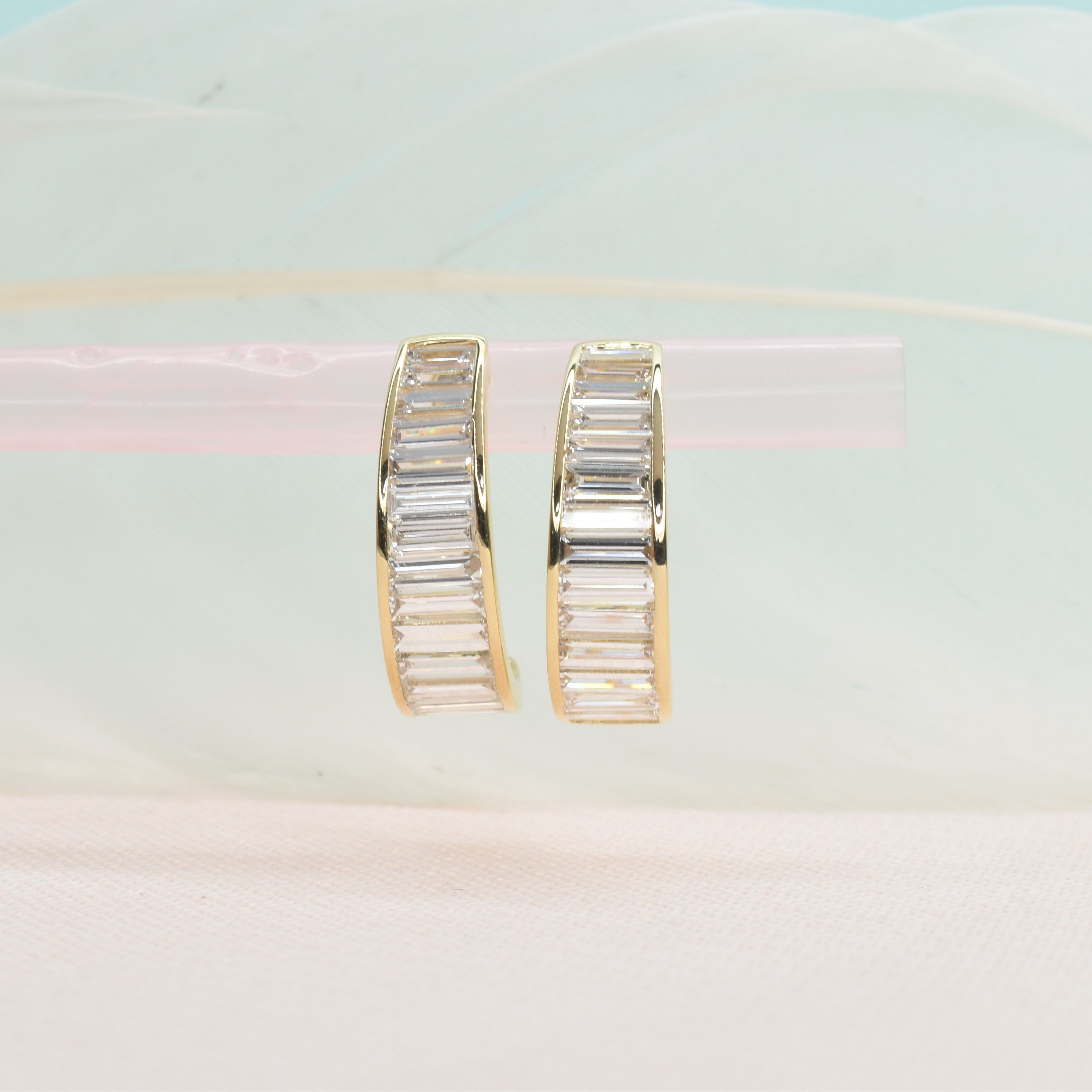 Lab Grown Diamond Sideways Baguette Hoop Earrings