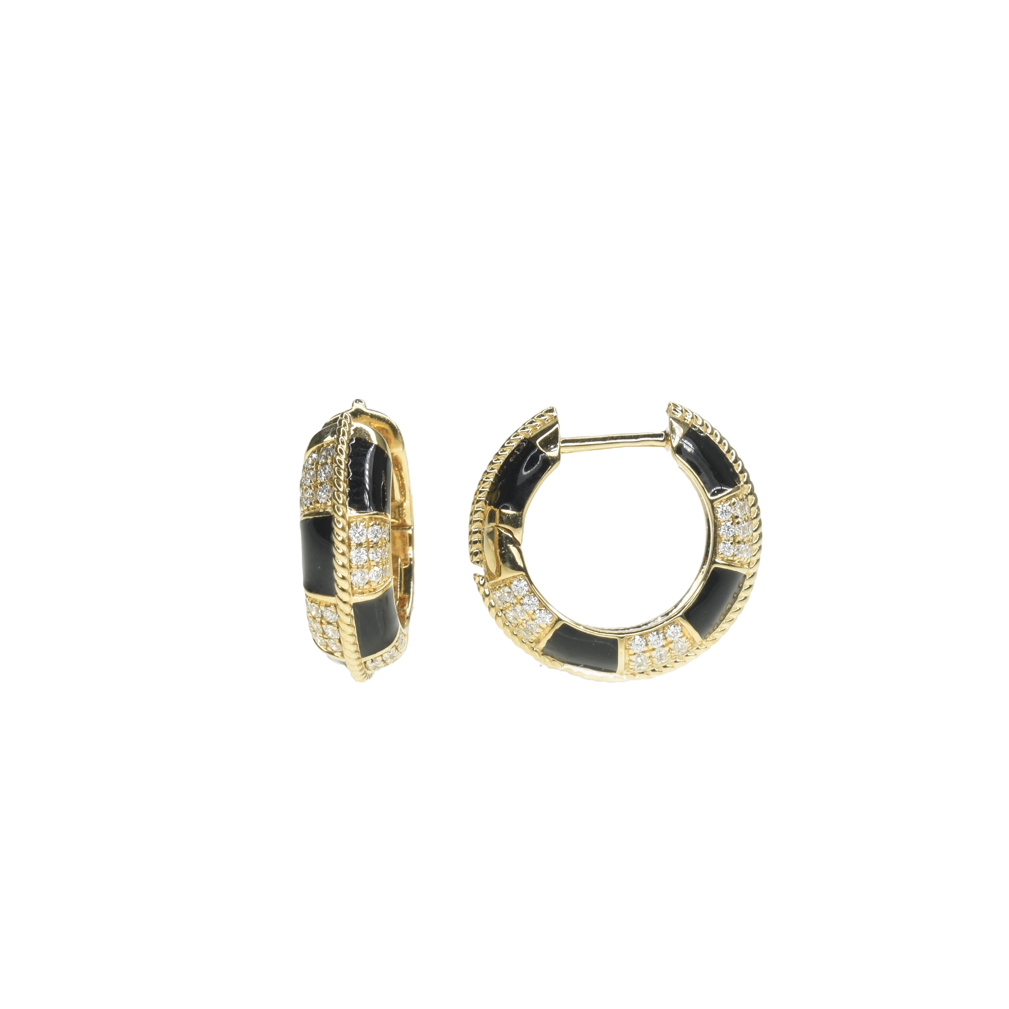 Art Deco Black Enamel and Gold Earrings