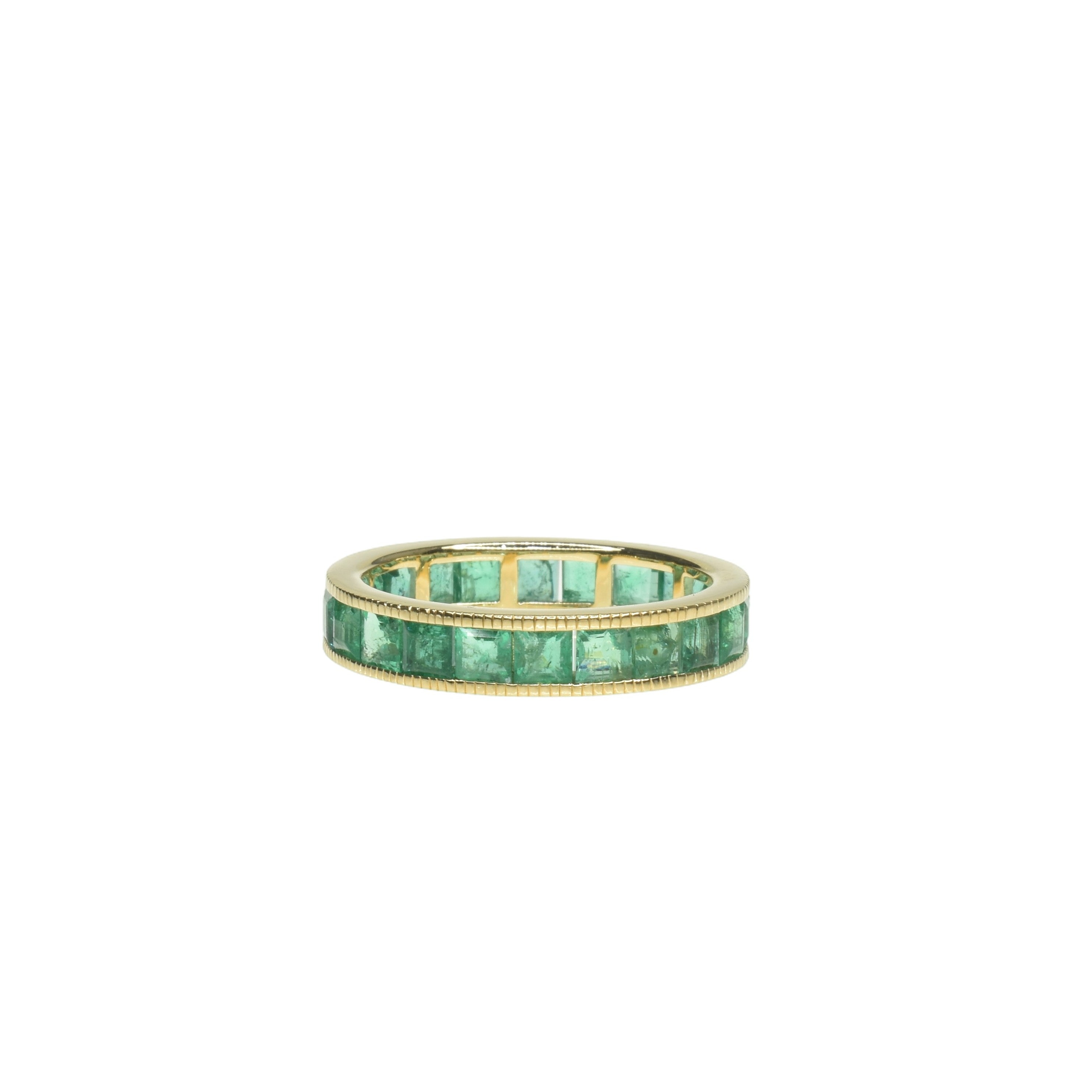 Channel Set Emerald Eternity Band