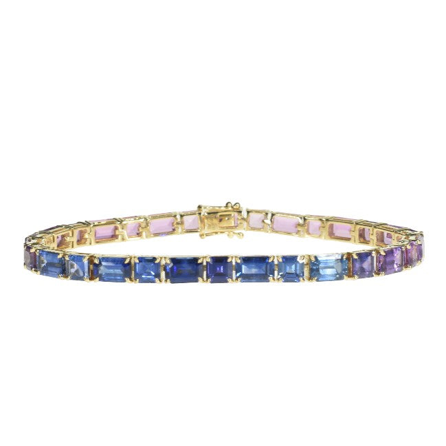 Purple Pink Octagon Sapphire Bracelet