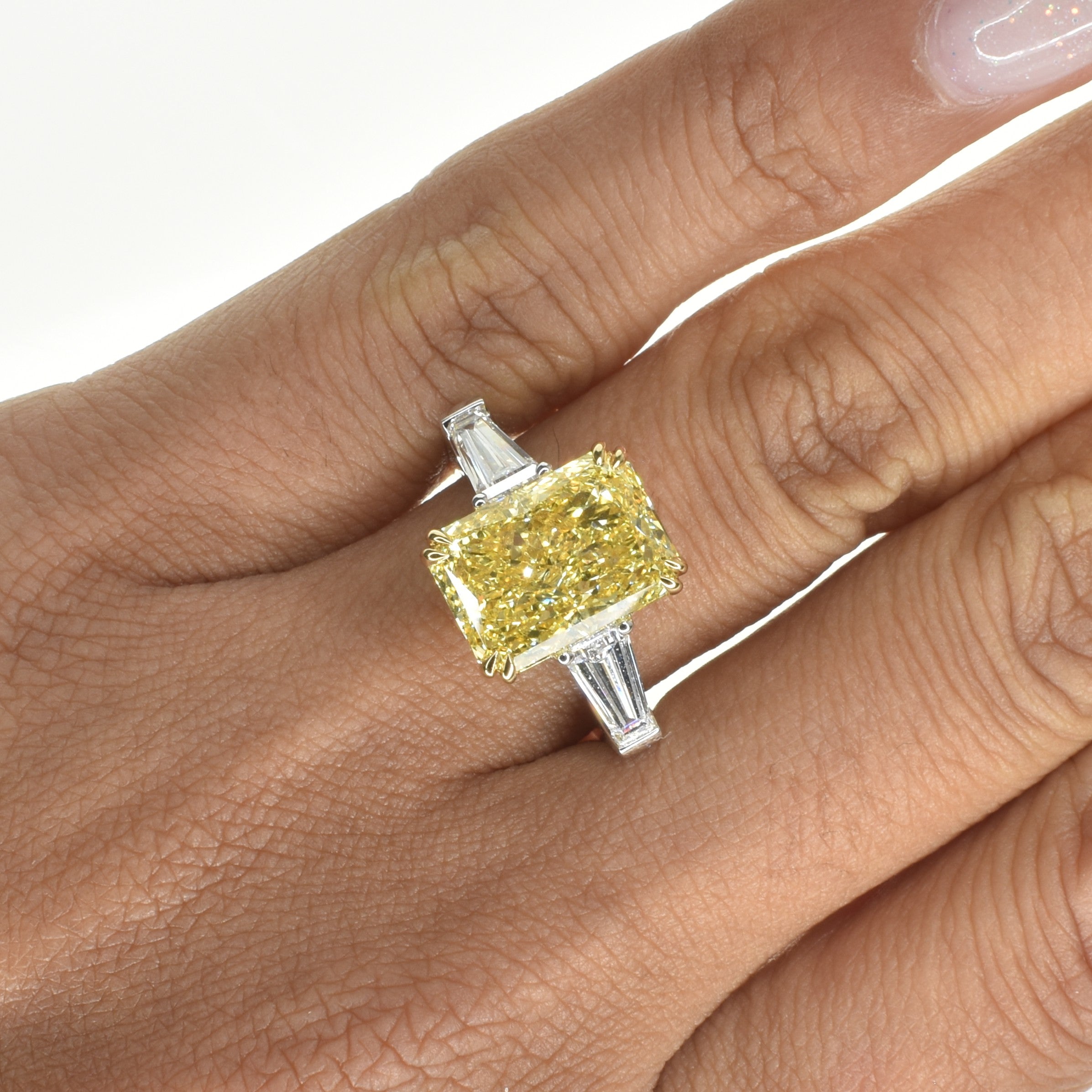 5ct Intense Yellow Radiant Lab Grown Diamond Ring