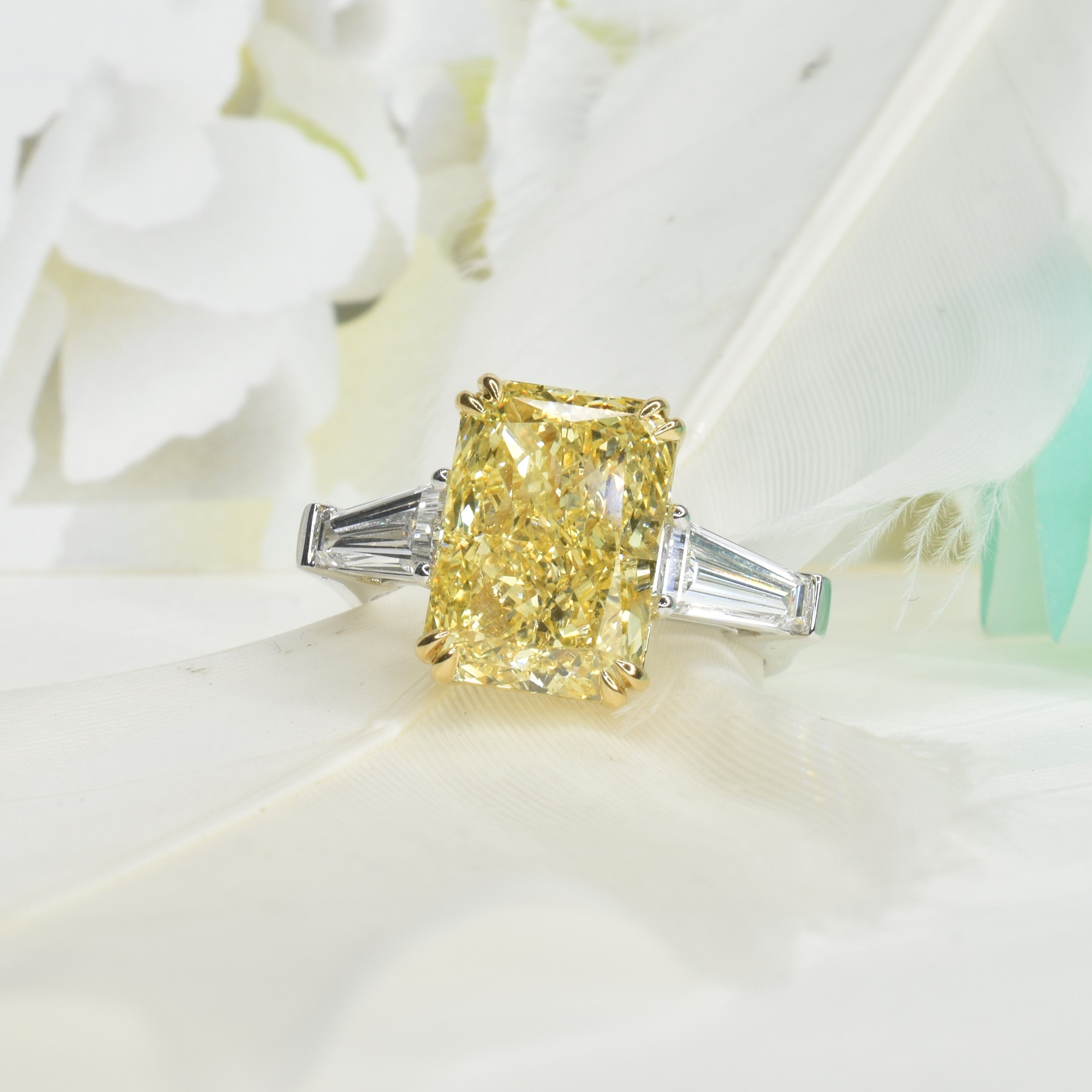5ct Intense Yellow Radiant Lab Grown Diamond Ring