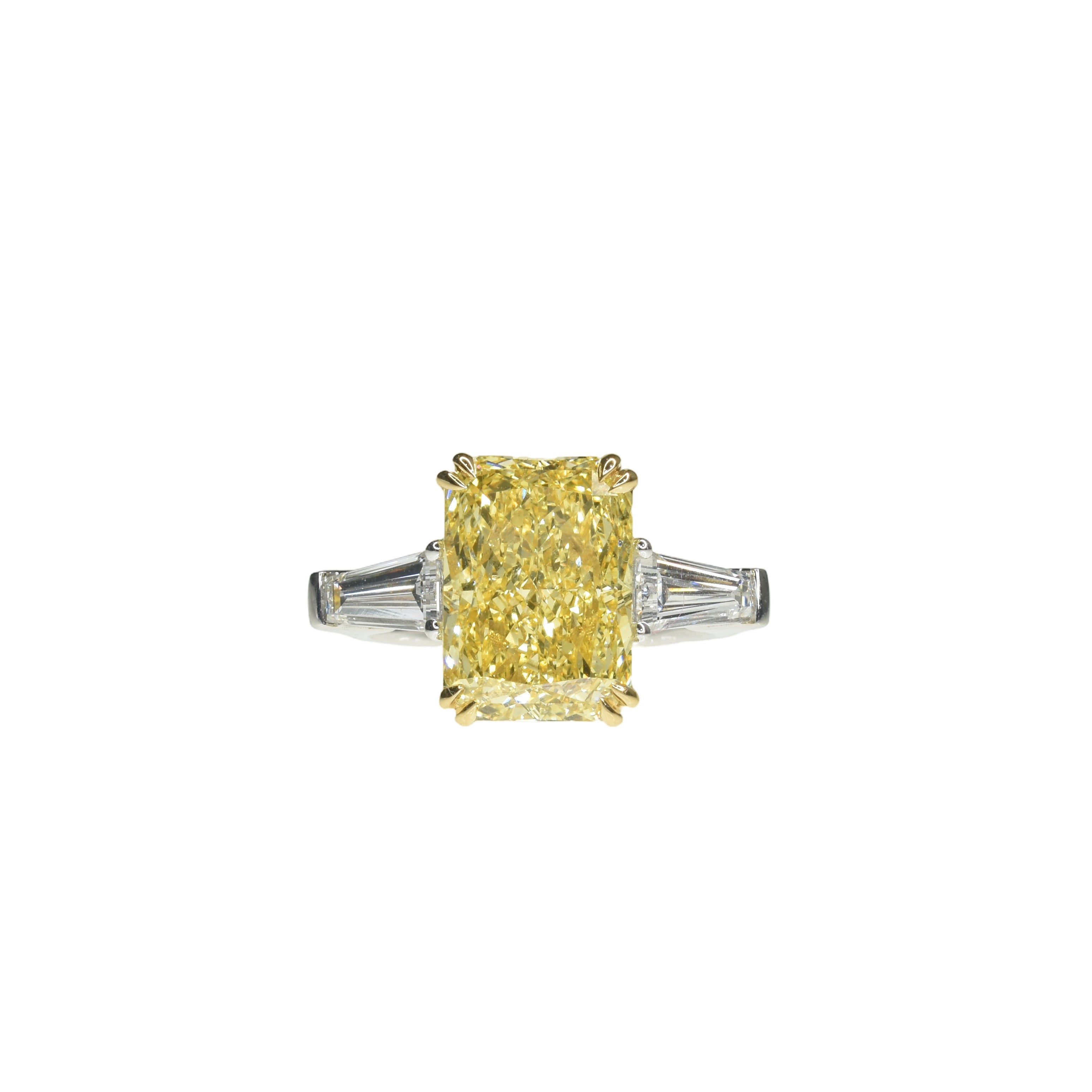 5ct Intense Yellow Radiant Lab Grown Diamond Ring