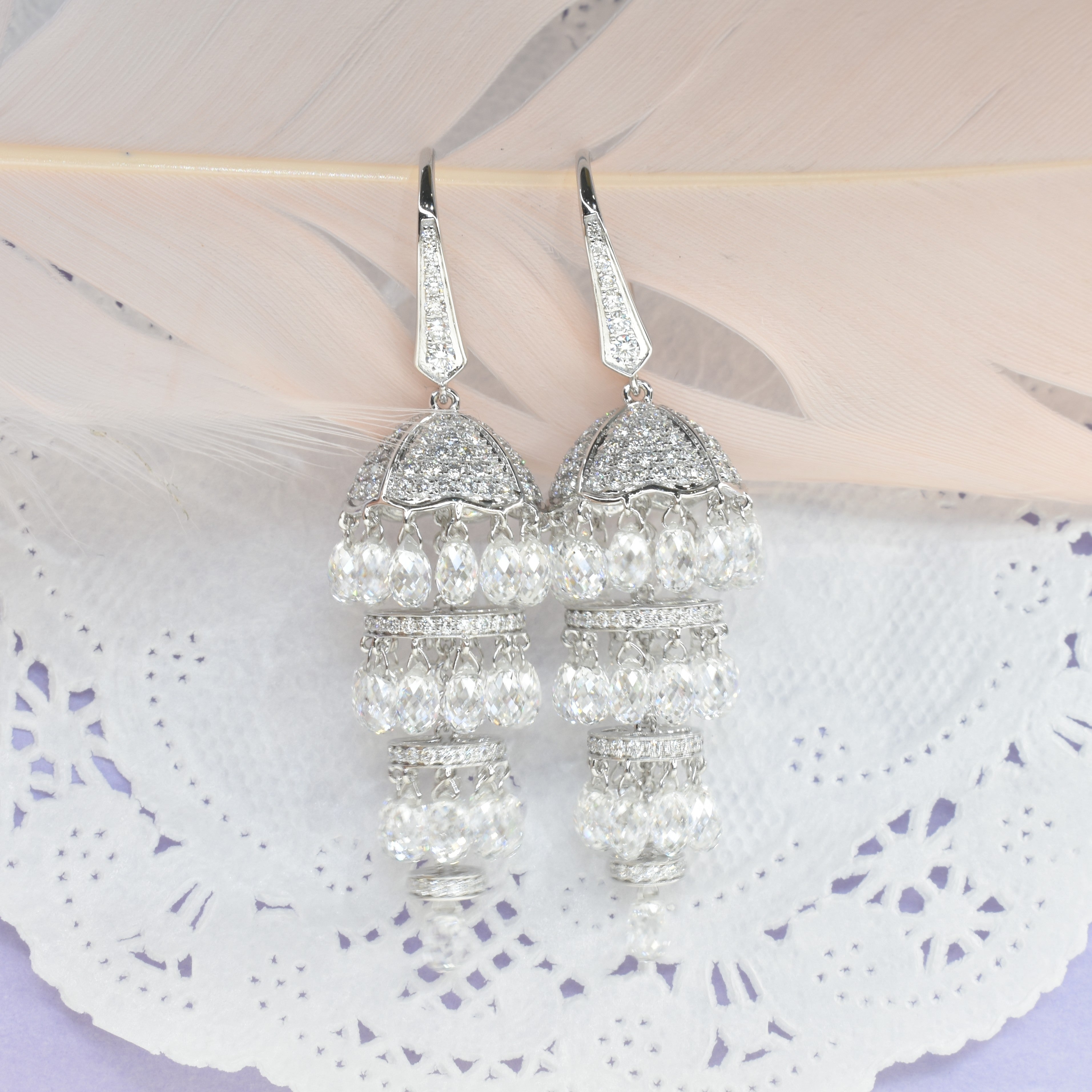 Lab Grown Briolette Diamond Chandelier Earrings