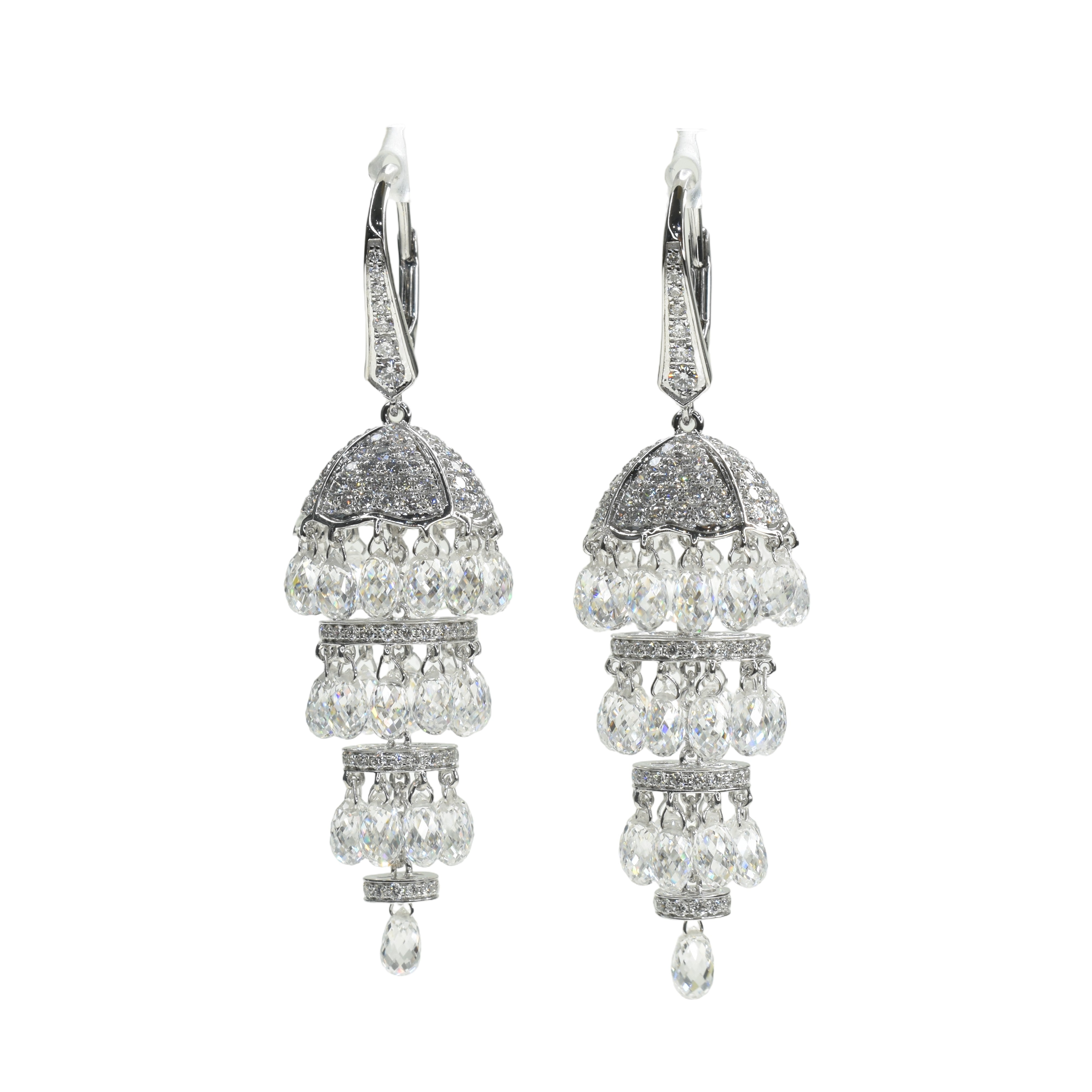 Lab Grown Briolette Diamond Chandelier Earrings