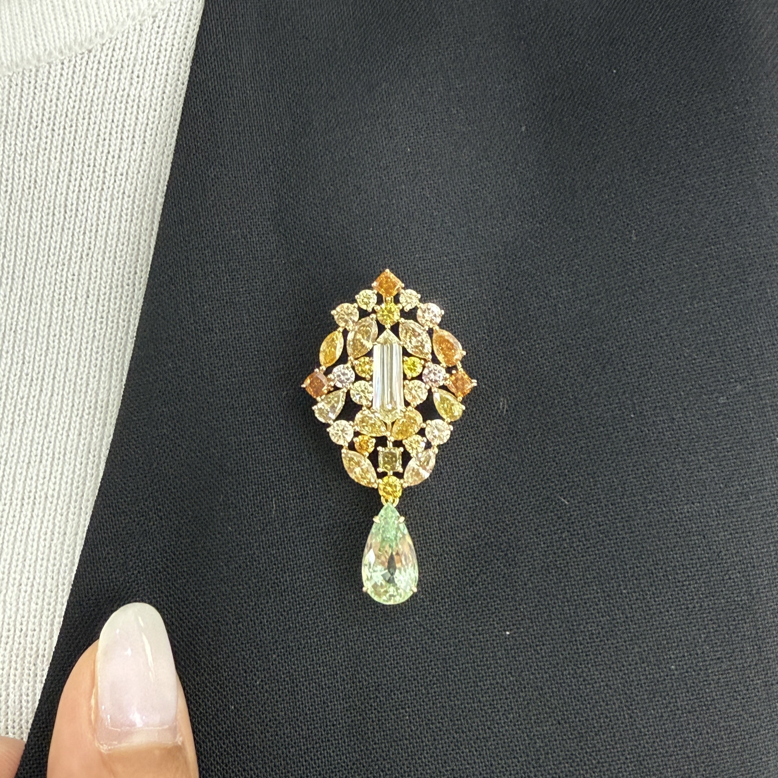 Natural Fancy Coloured Brooch