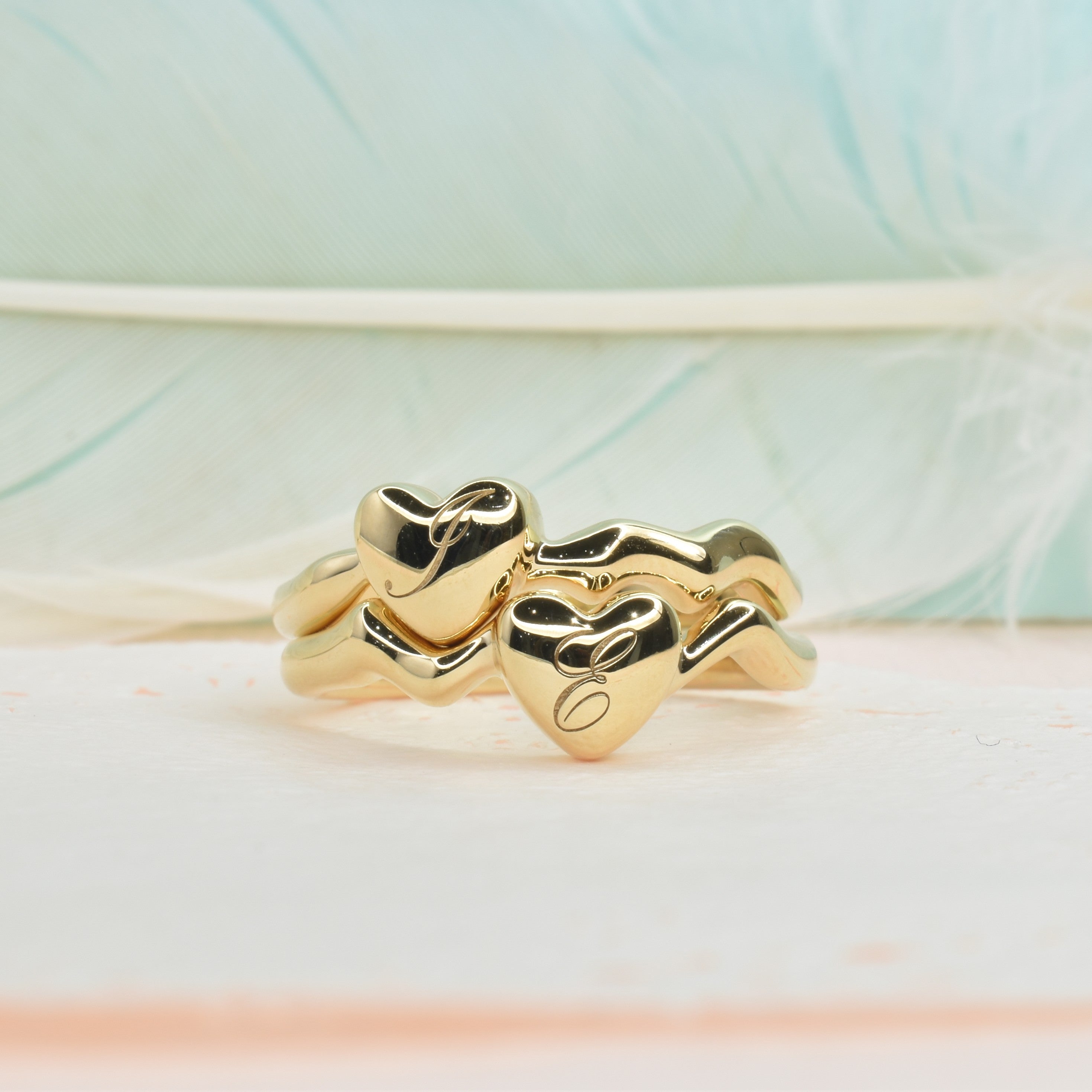 Heart Motif Pair Rings