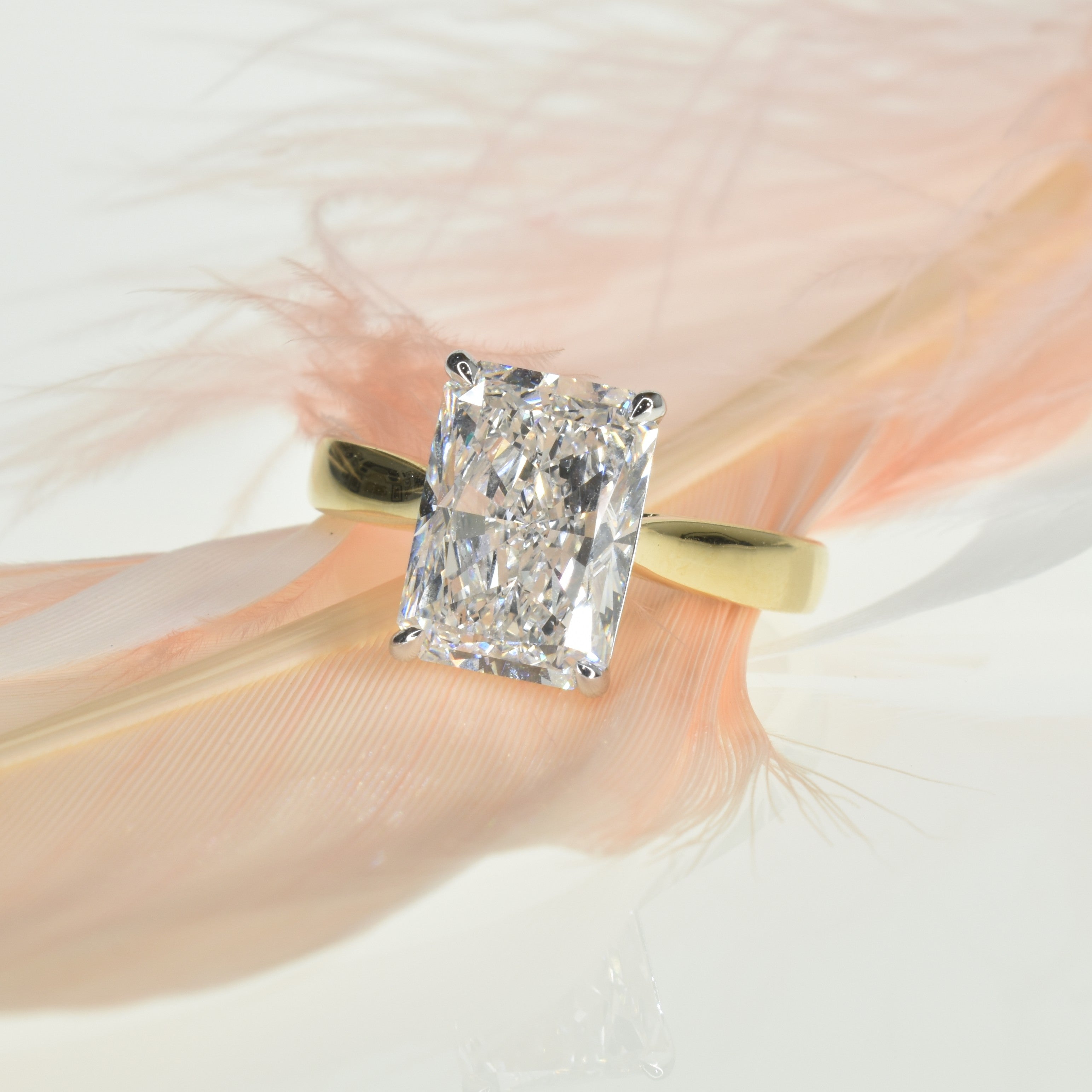 4ct Radiant Cut Lab Grown Diamond Engagement Ring with Tapered Band