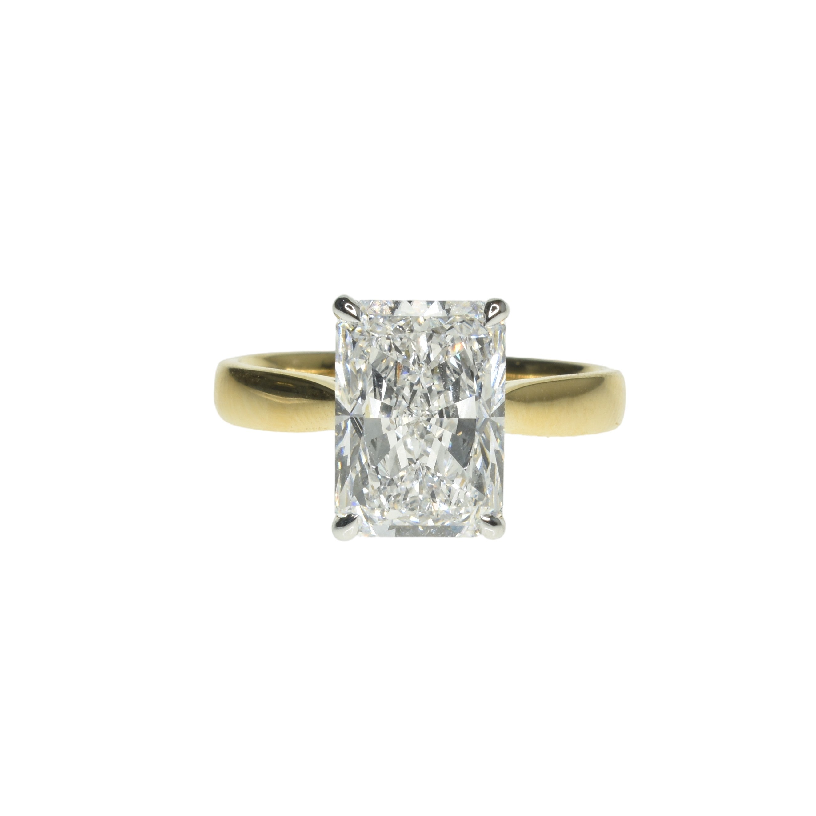 4ct Radiant Cut Lab Grown Diamond Engagement Ring with Tapered Band