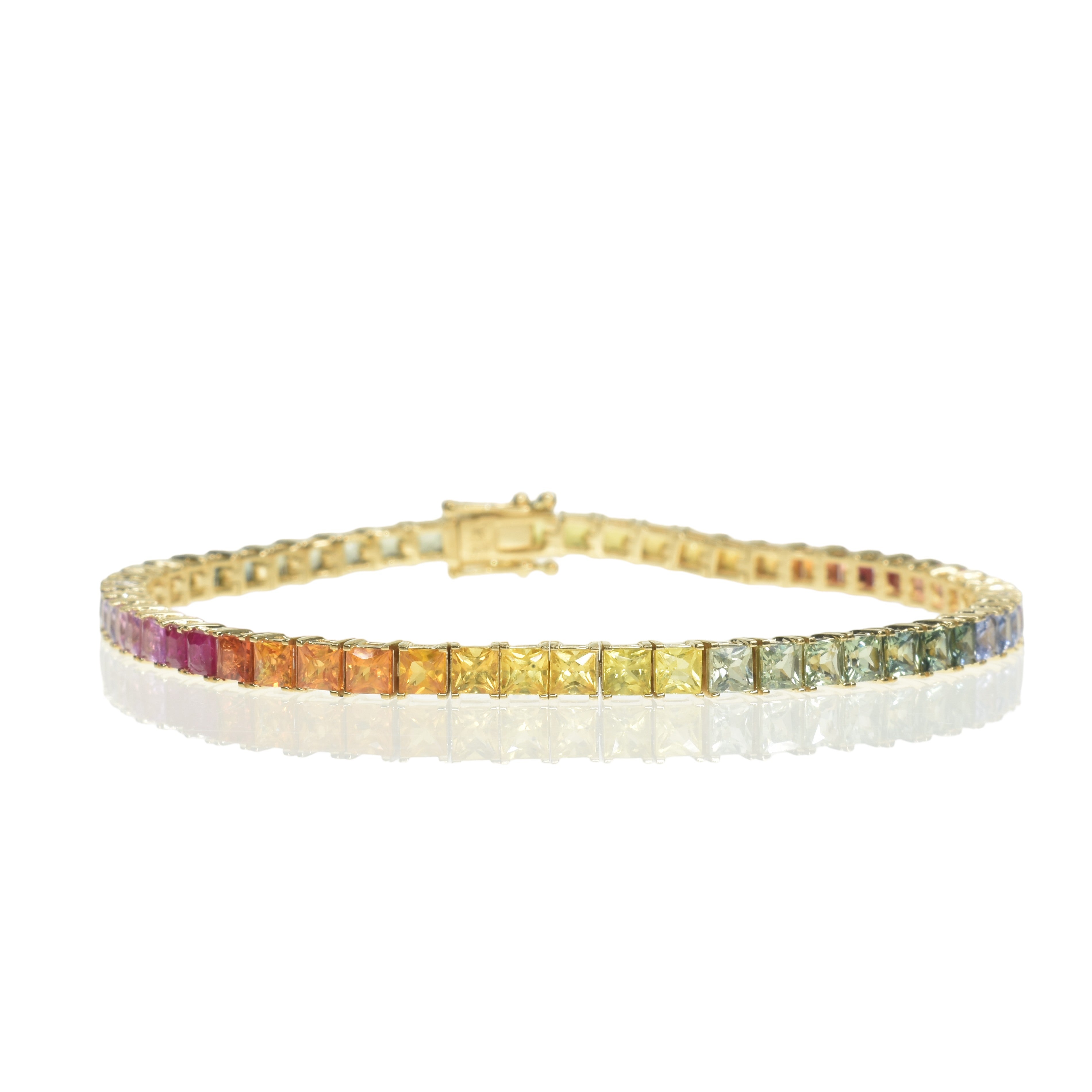 Princess Cut Rainbow Sapphire Bracelet