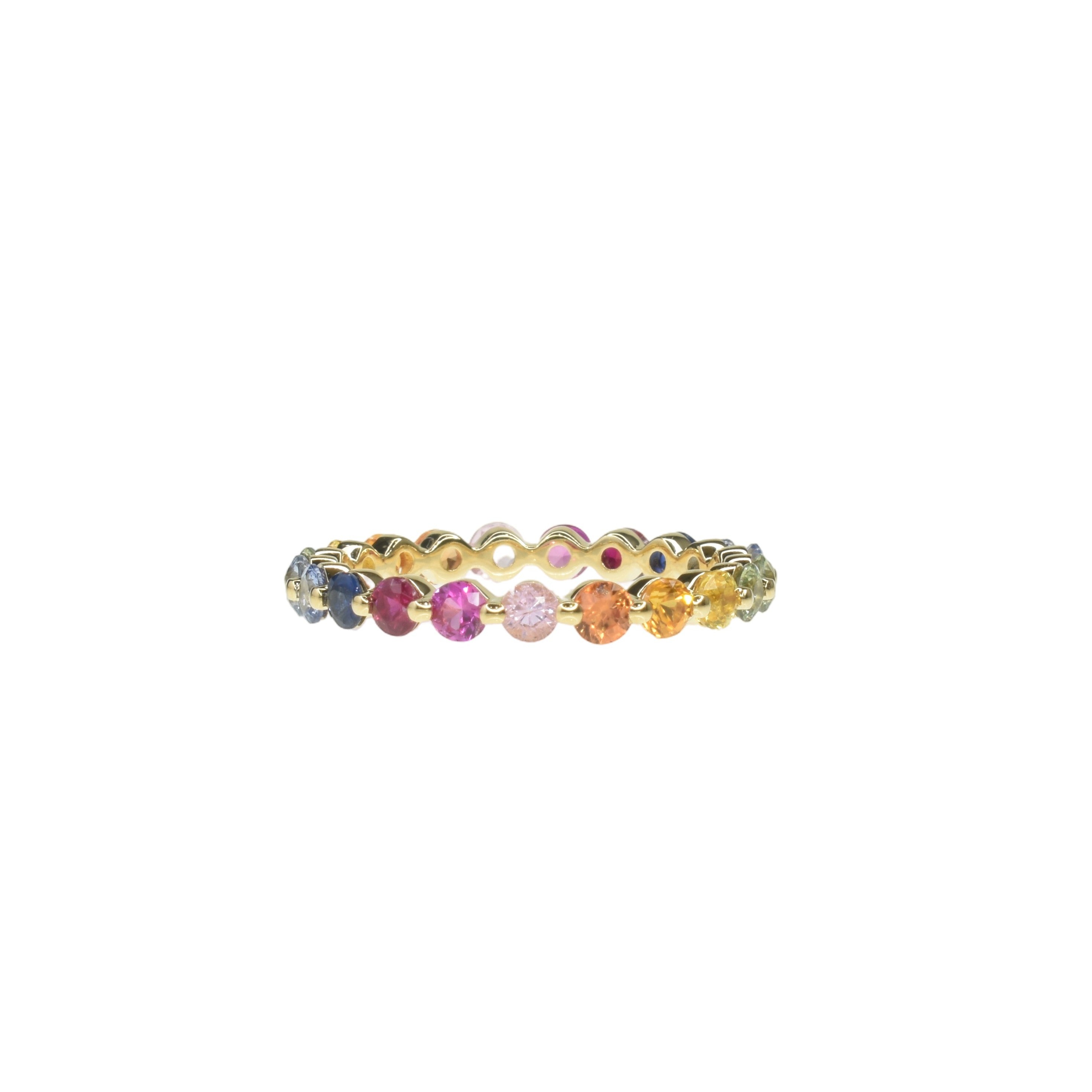 Bubble Set Rainbow Sapphire Ring