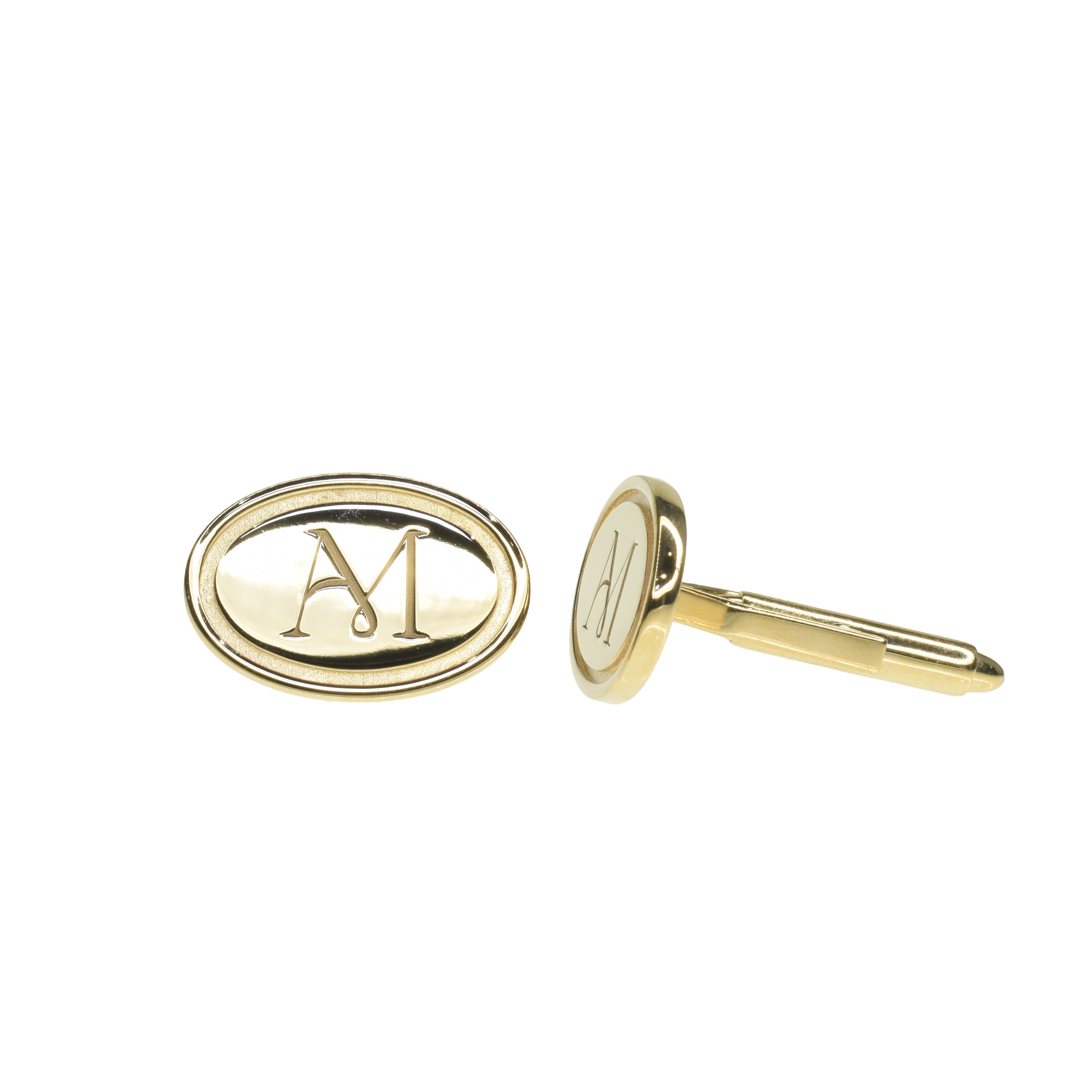 Engraved Initial Cufflinks in Gold