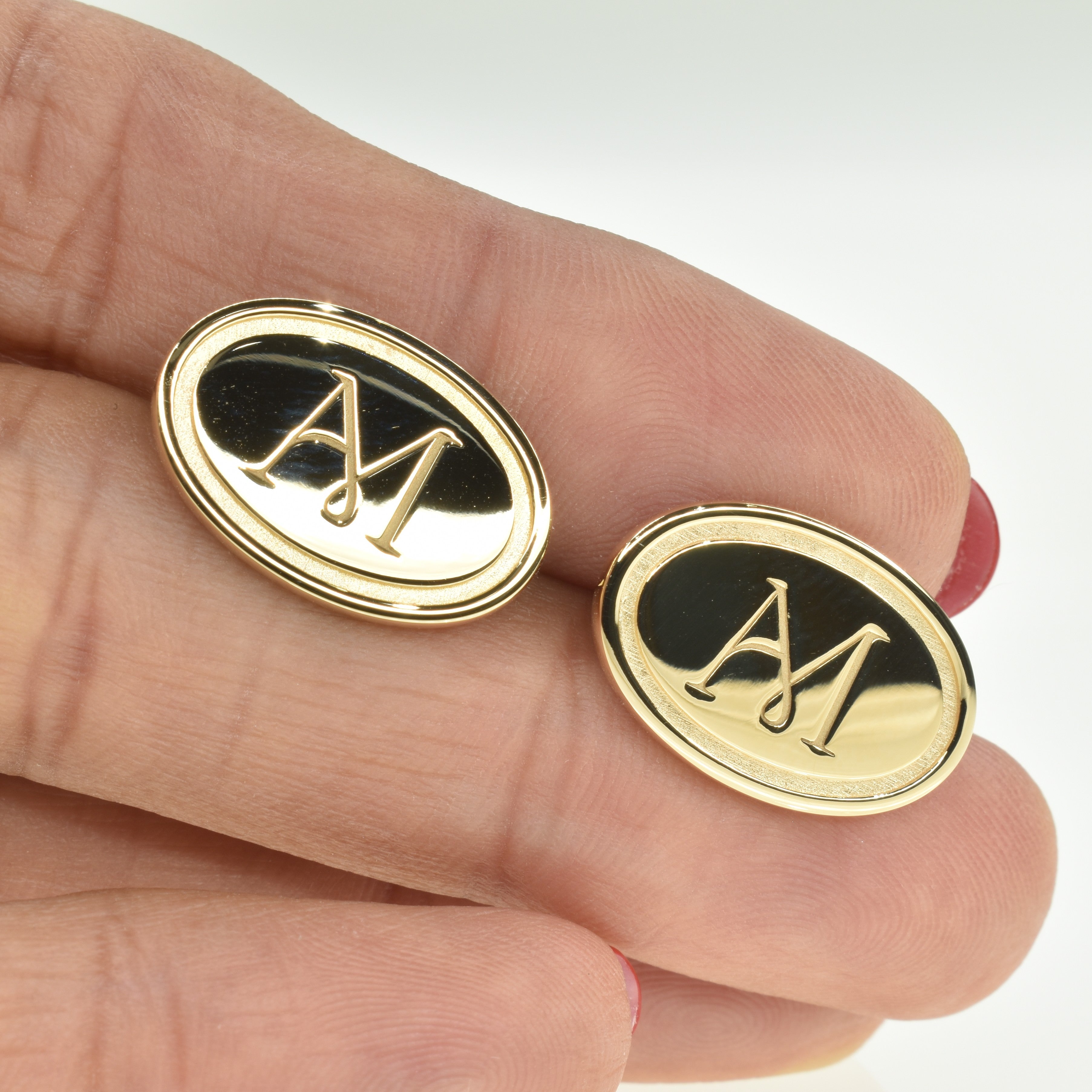 Engraved Initial Cufflinks in Gold