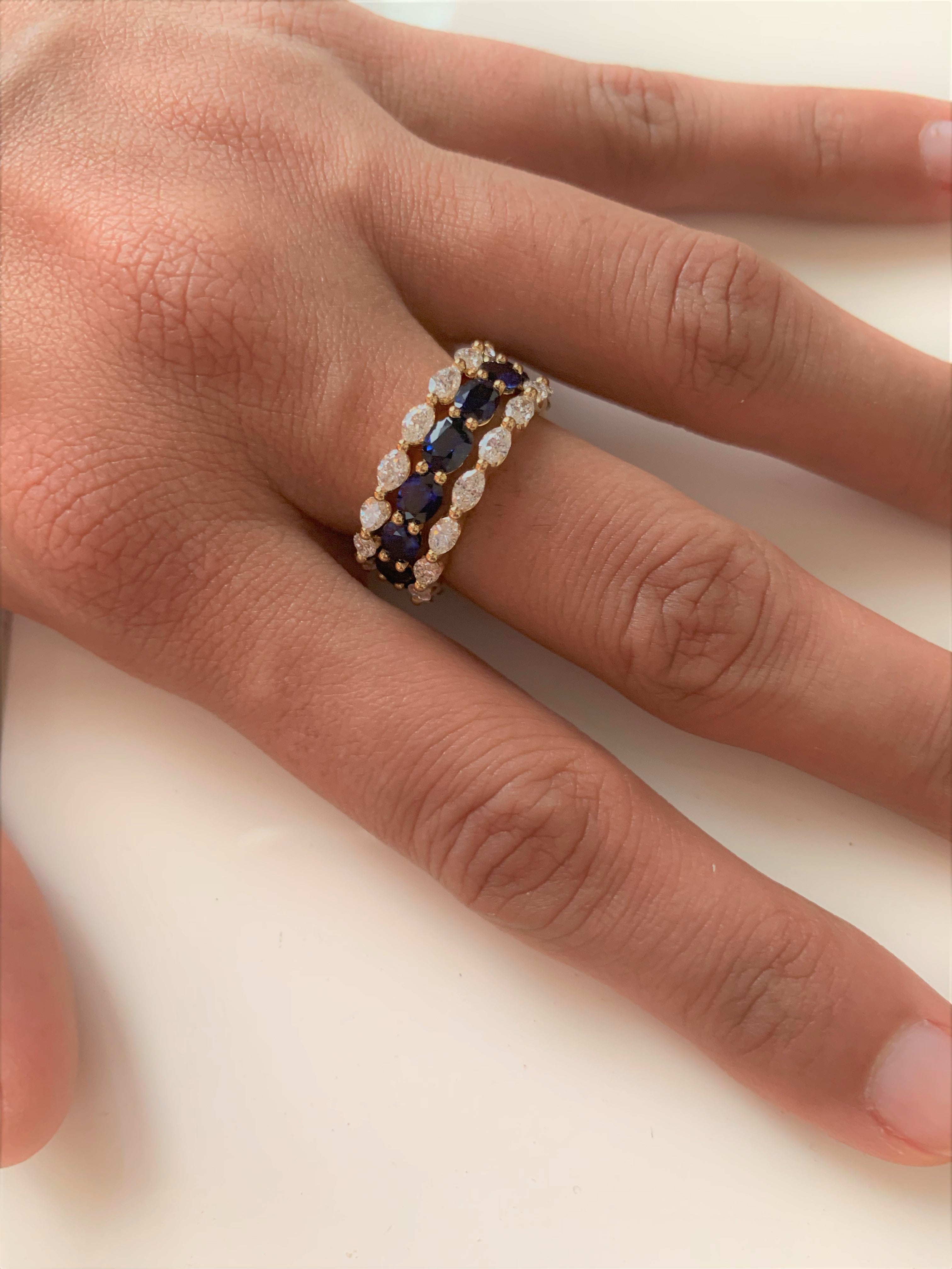 Sideways Oval Band with Sapphires