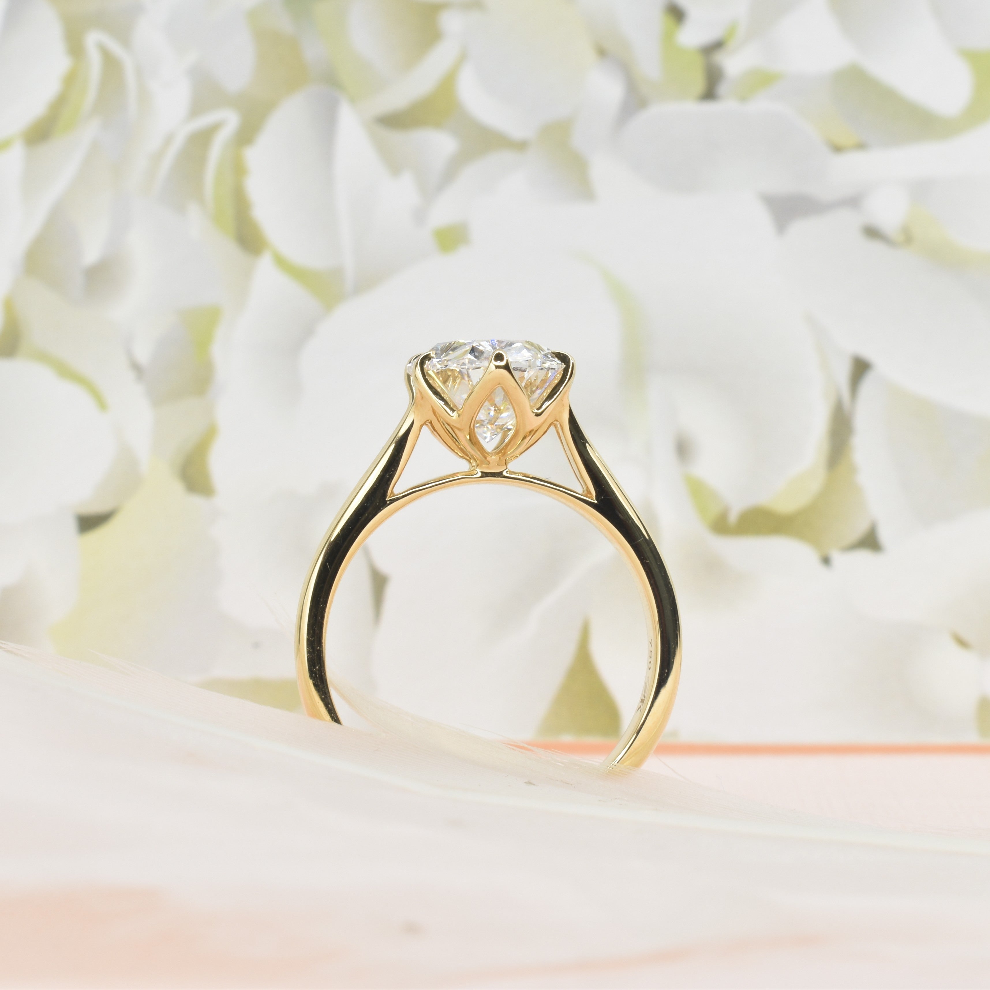 6 Prong Floral Engagement Ring with Oval Diamond