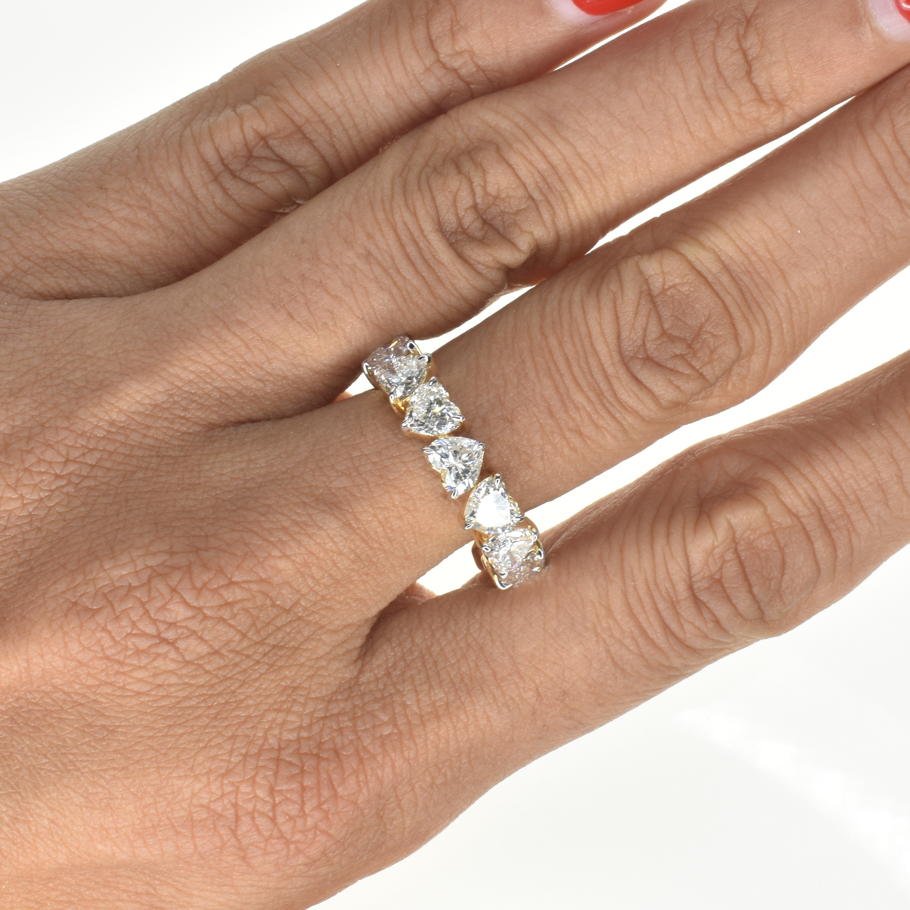 Half n Half Eternity Band with Hearts