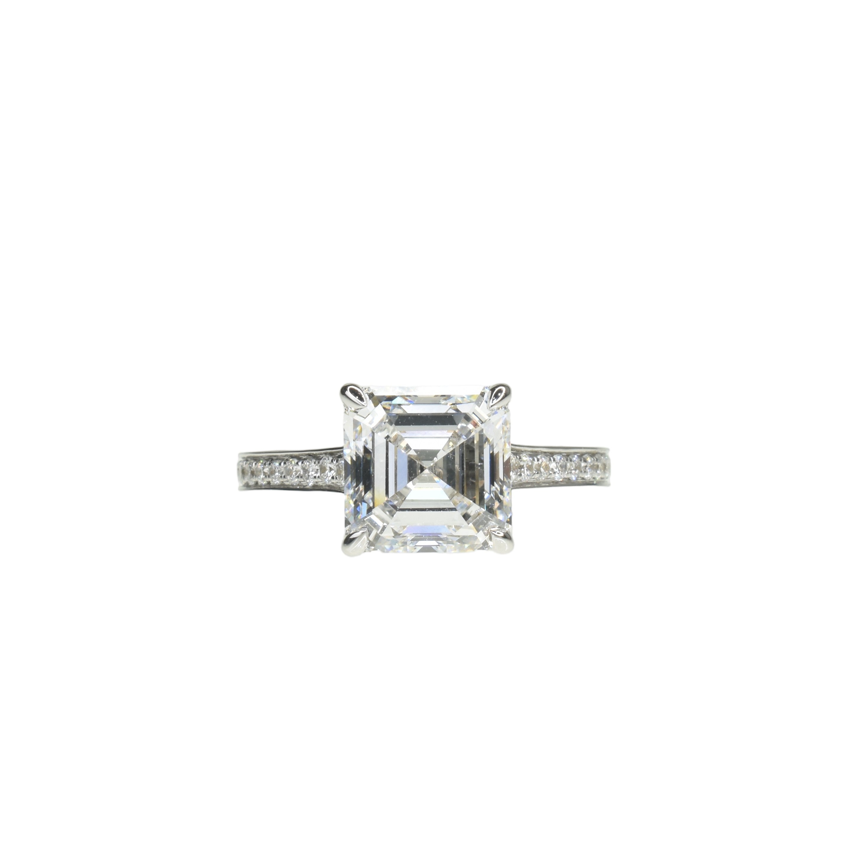 3ct Asscher Cut Lab Grown Diamond Ring With Diamond Band