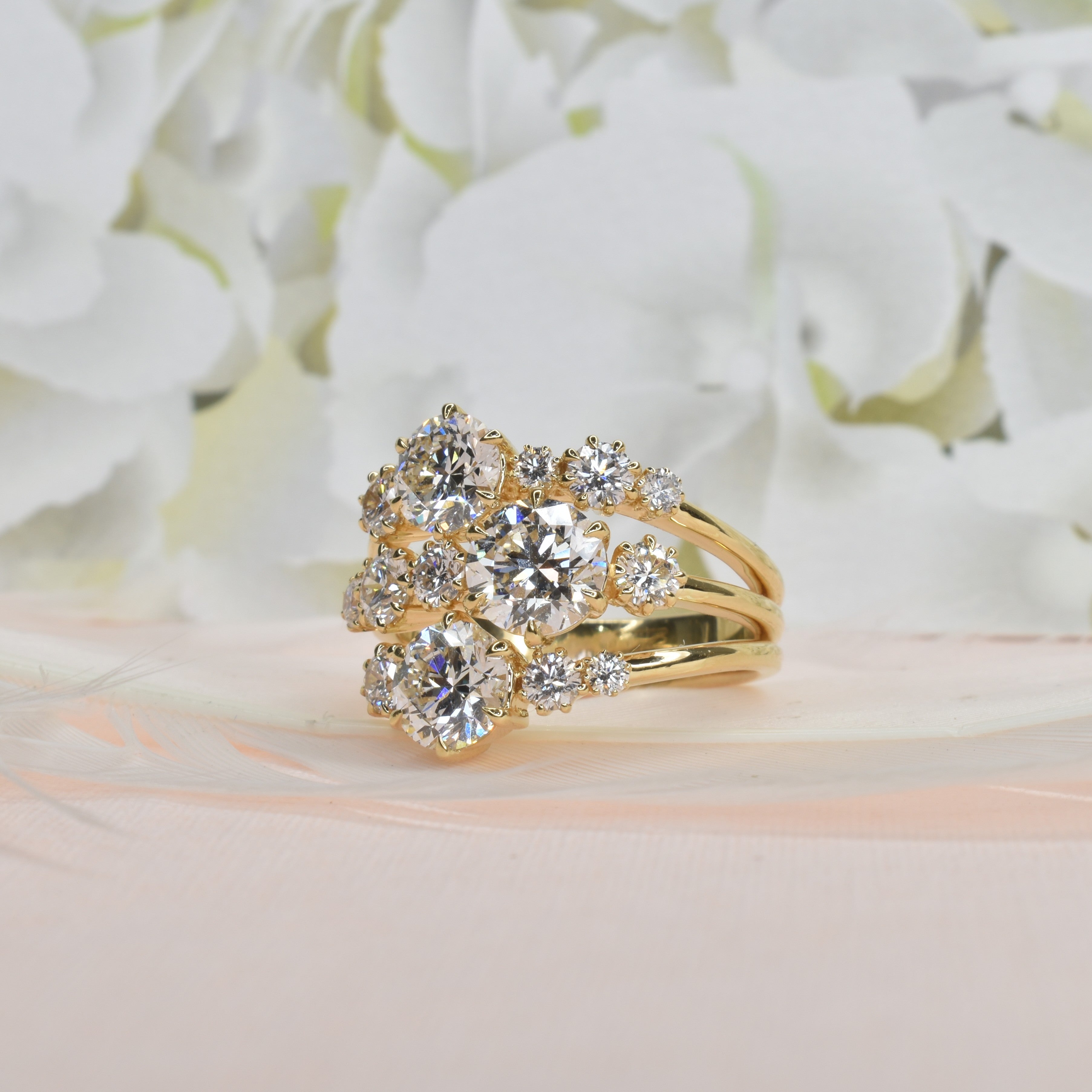 Multi Diamond Three Band Ring
