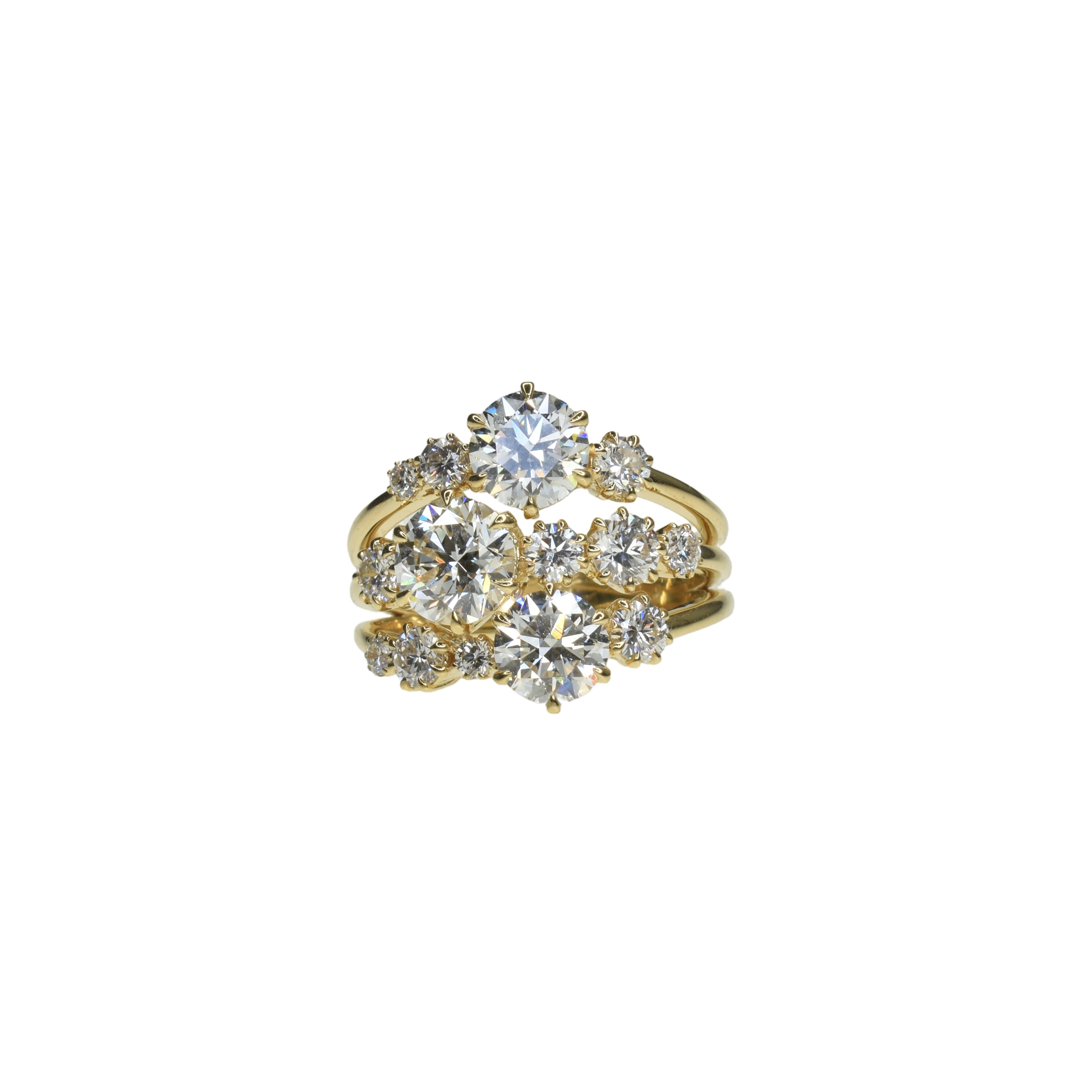 Multi Diamond Three Band Ring