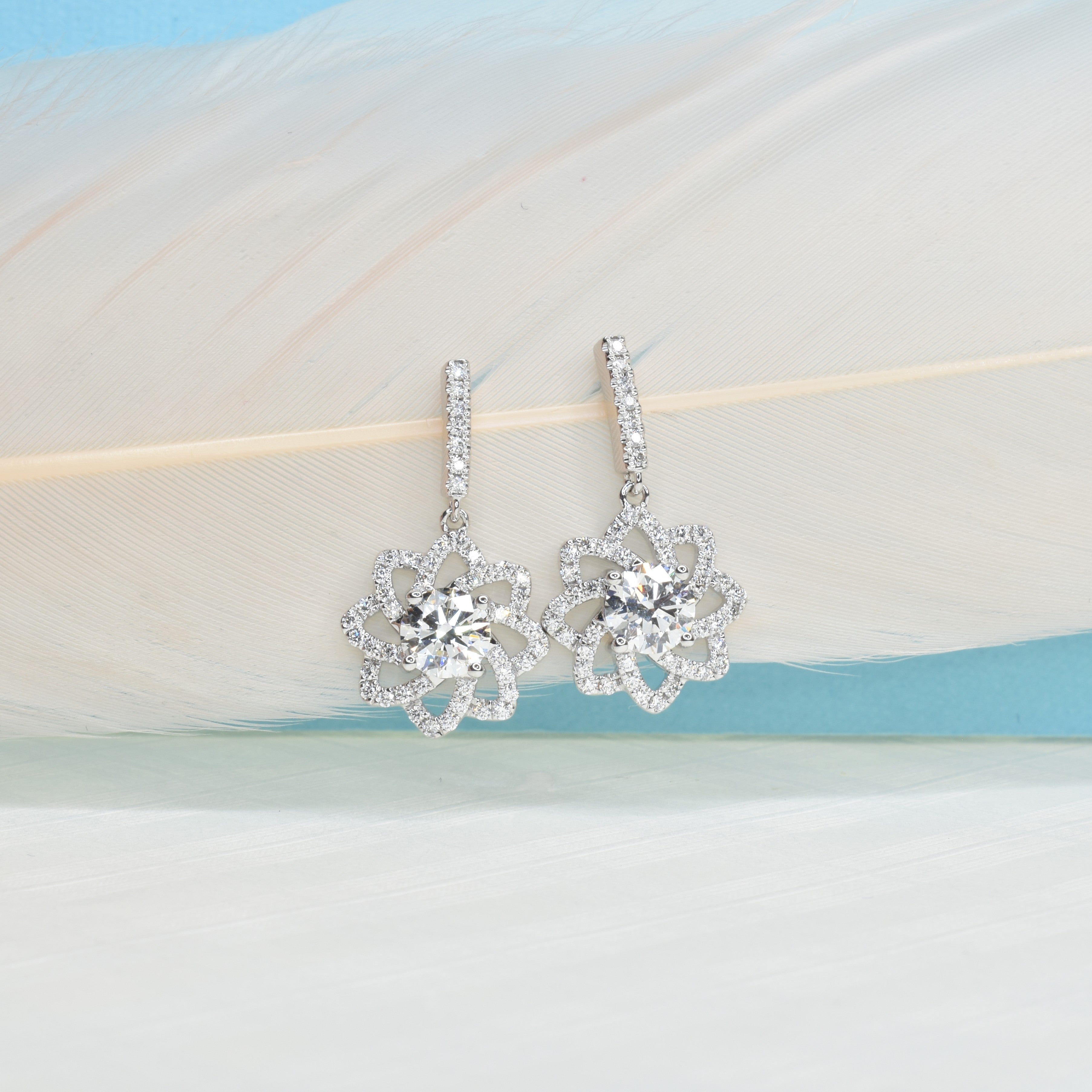 Round Diamond Dangling Dress Earrings