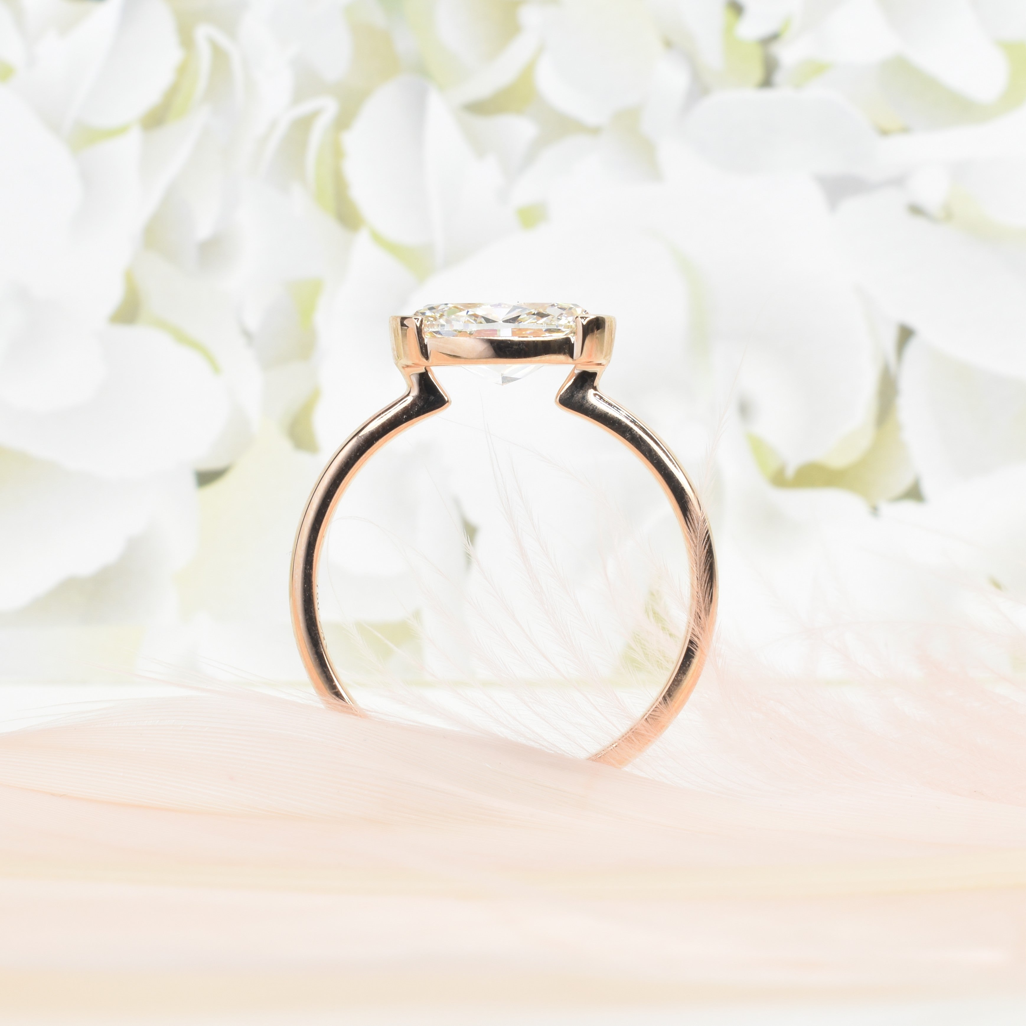 Sideways Set Oval Diamond Ring