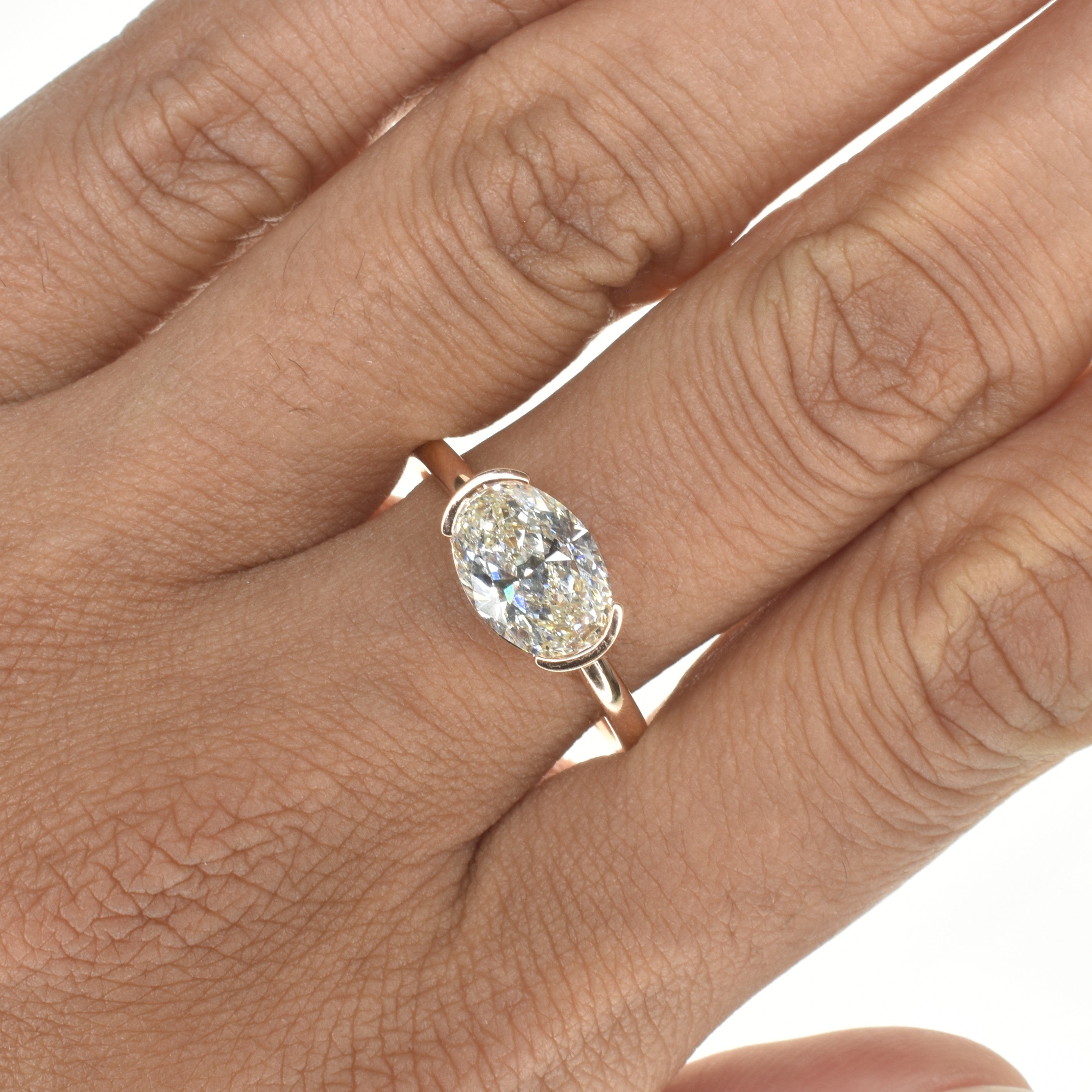 Sideways Set Oval Diamond Ring