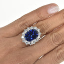 Lab Grown Oval Sapphire Ring with Halo