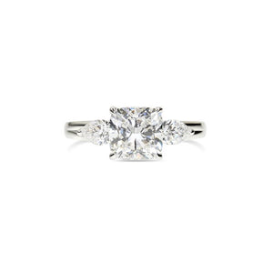 Cushion Cut Diamond Ring with Pear Diamonds