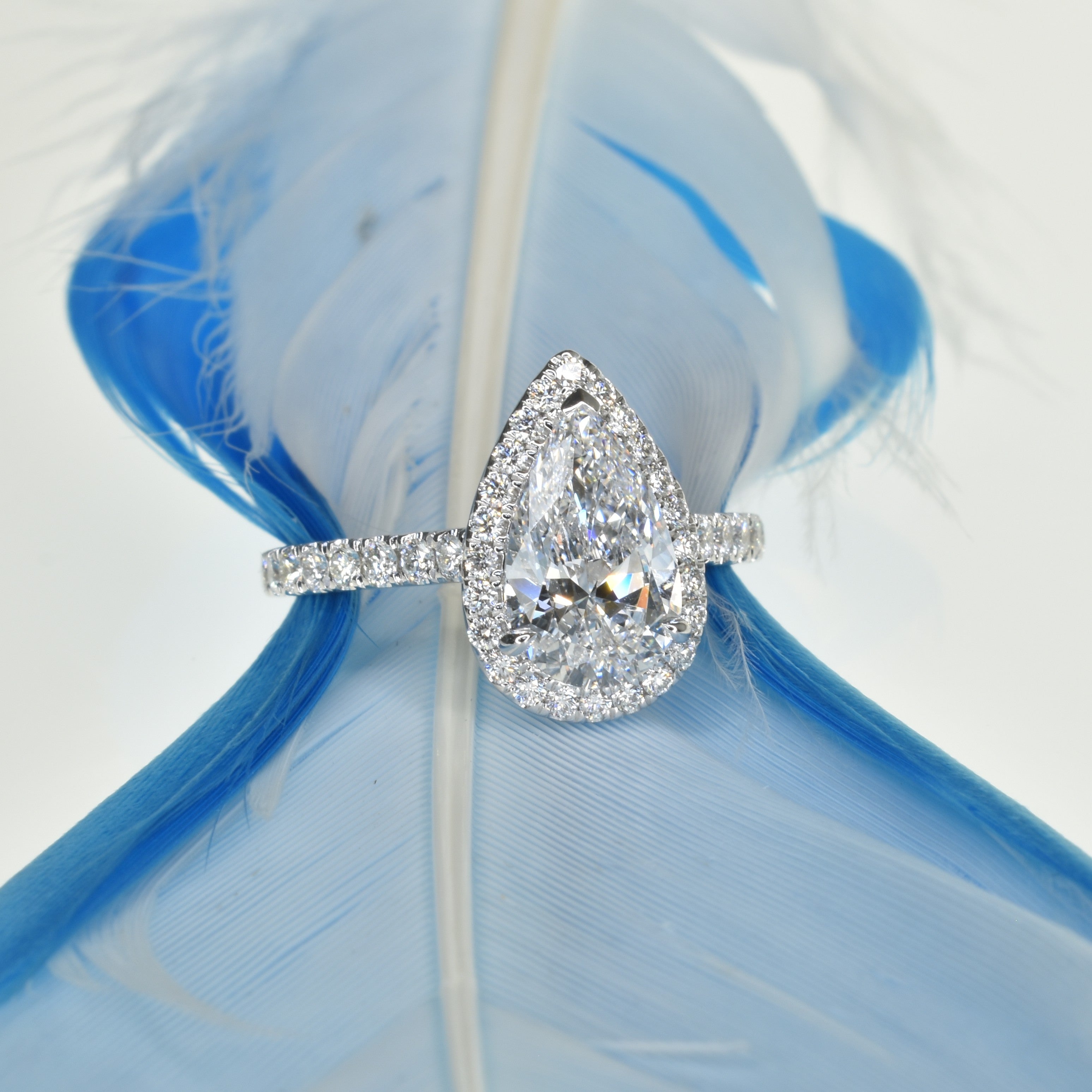 Pear Shape Diamond Ring with Halo