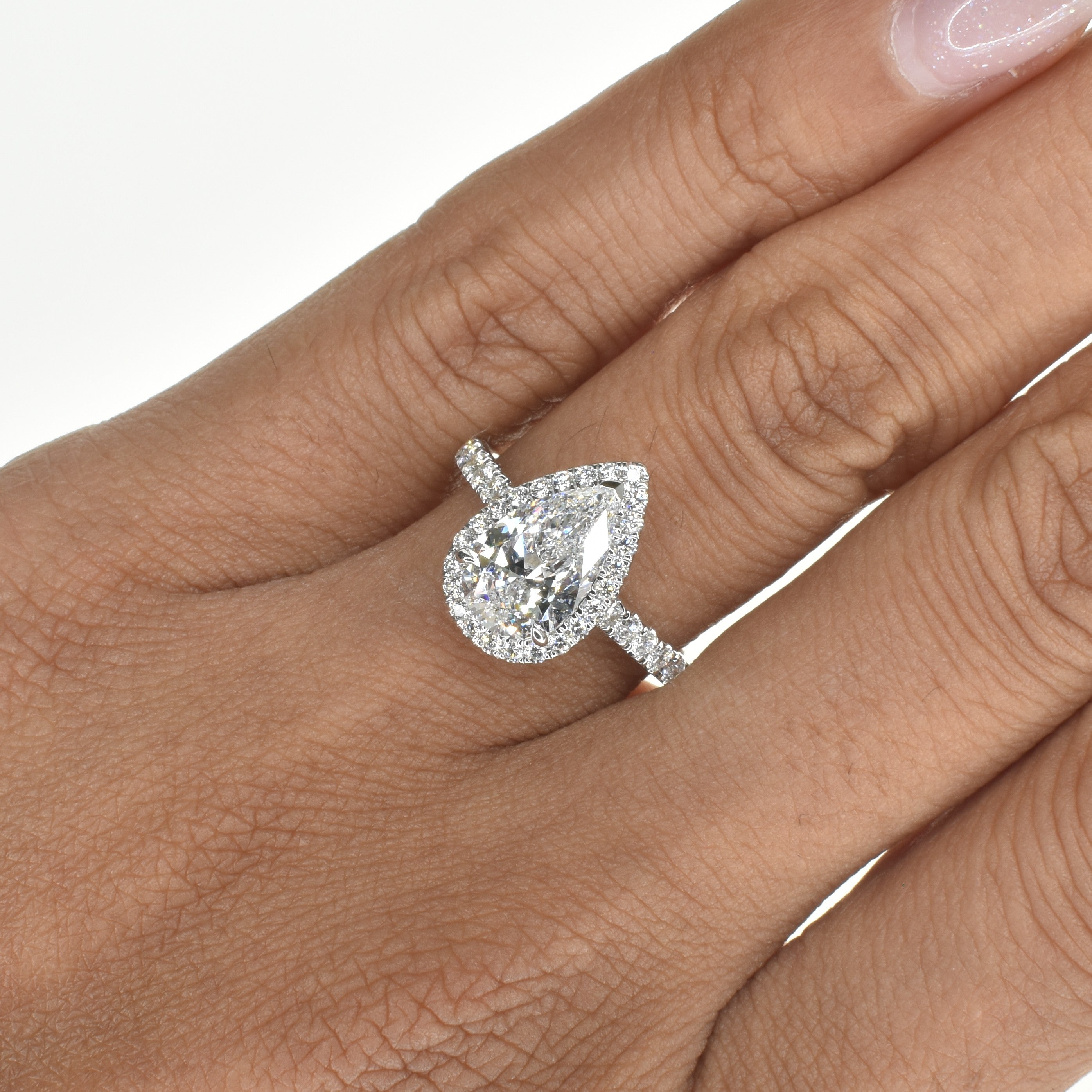 Pear Shape Diamond Ring with Halo