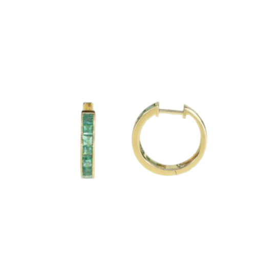 Emerald hoop earrings