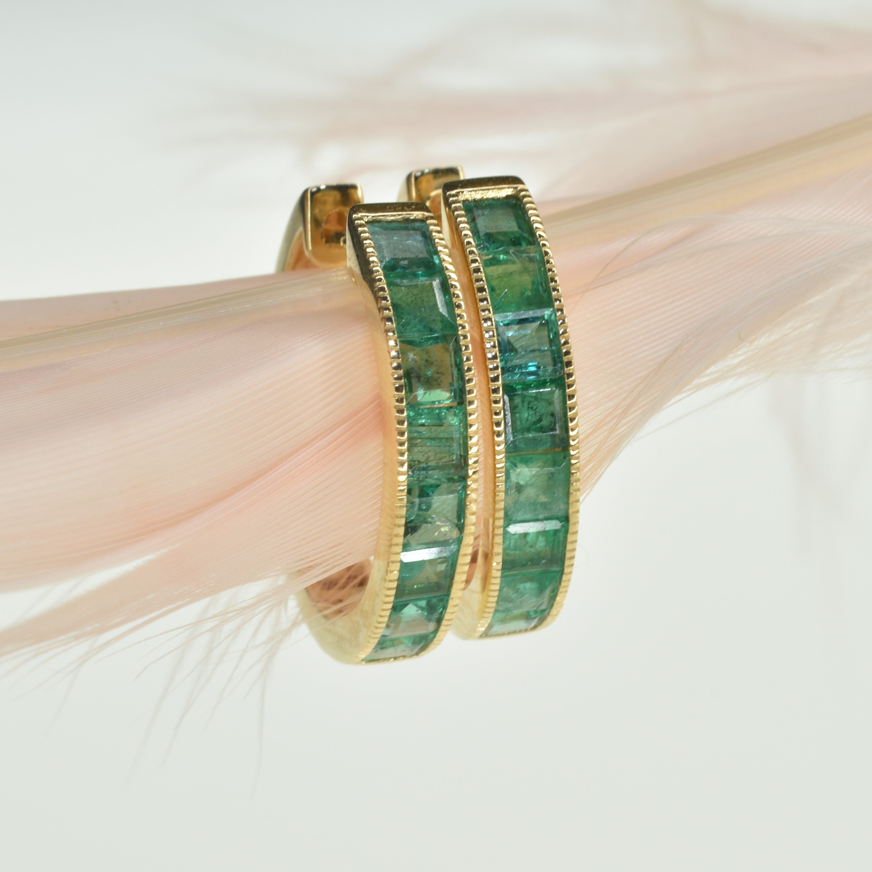 Emerald hoop earrings