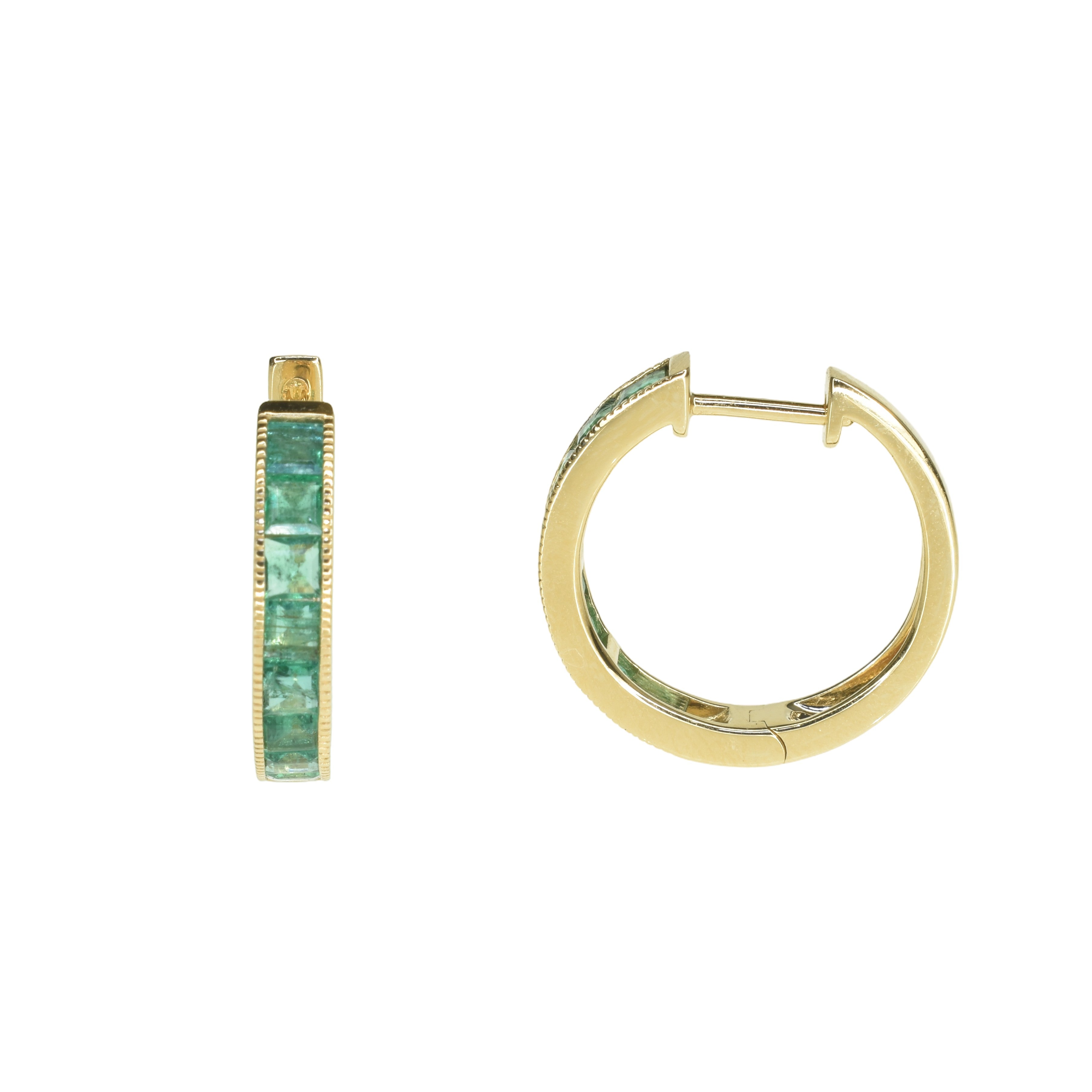 Emerald hoop earrings