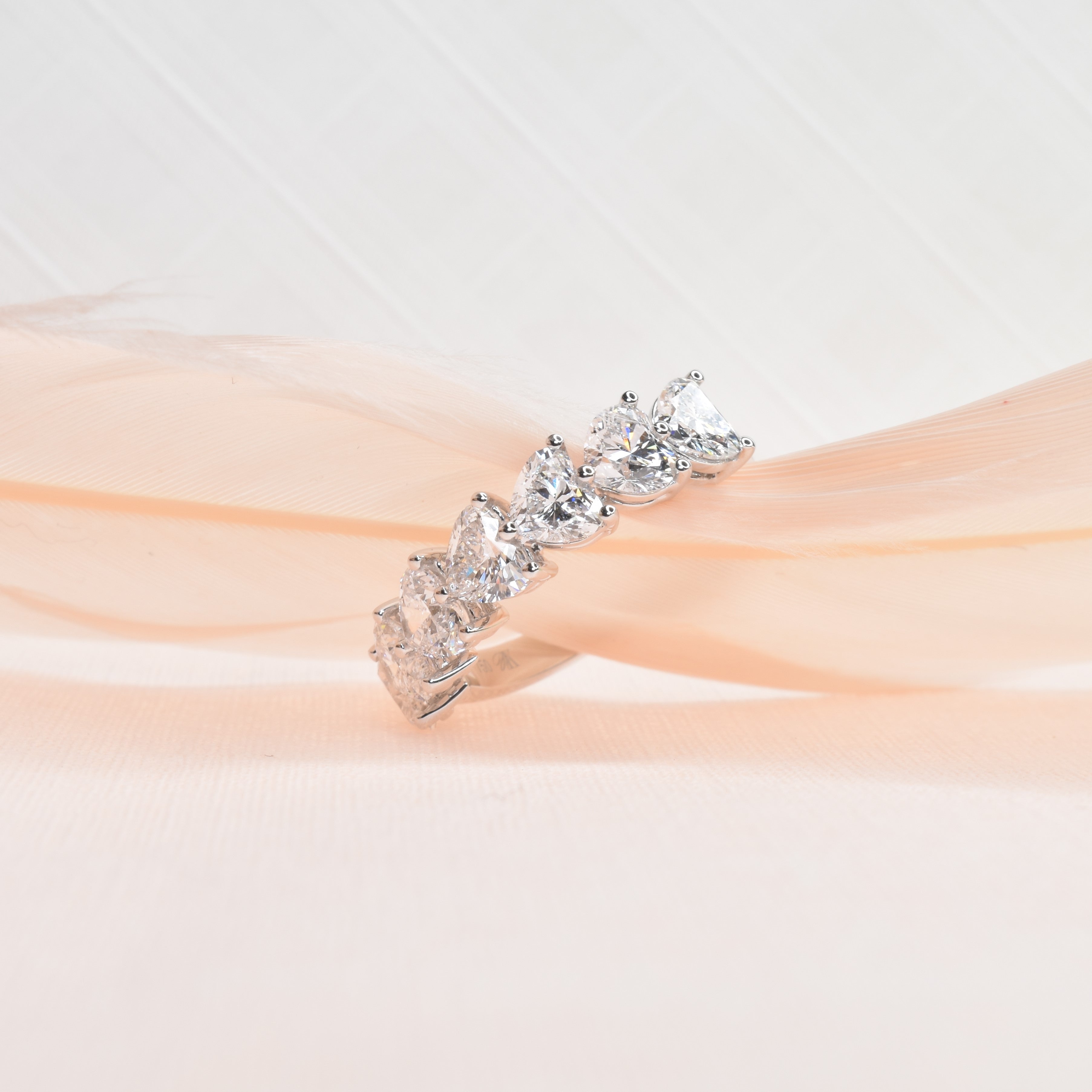 Heart Shaped Diamond Half Eternity Ring with 0.35ct Lab Grown Diamonds