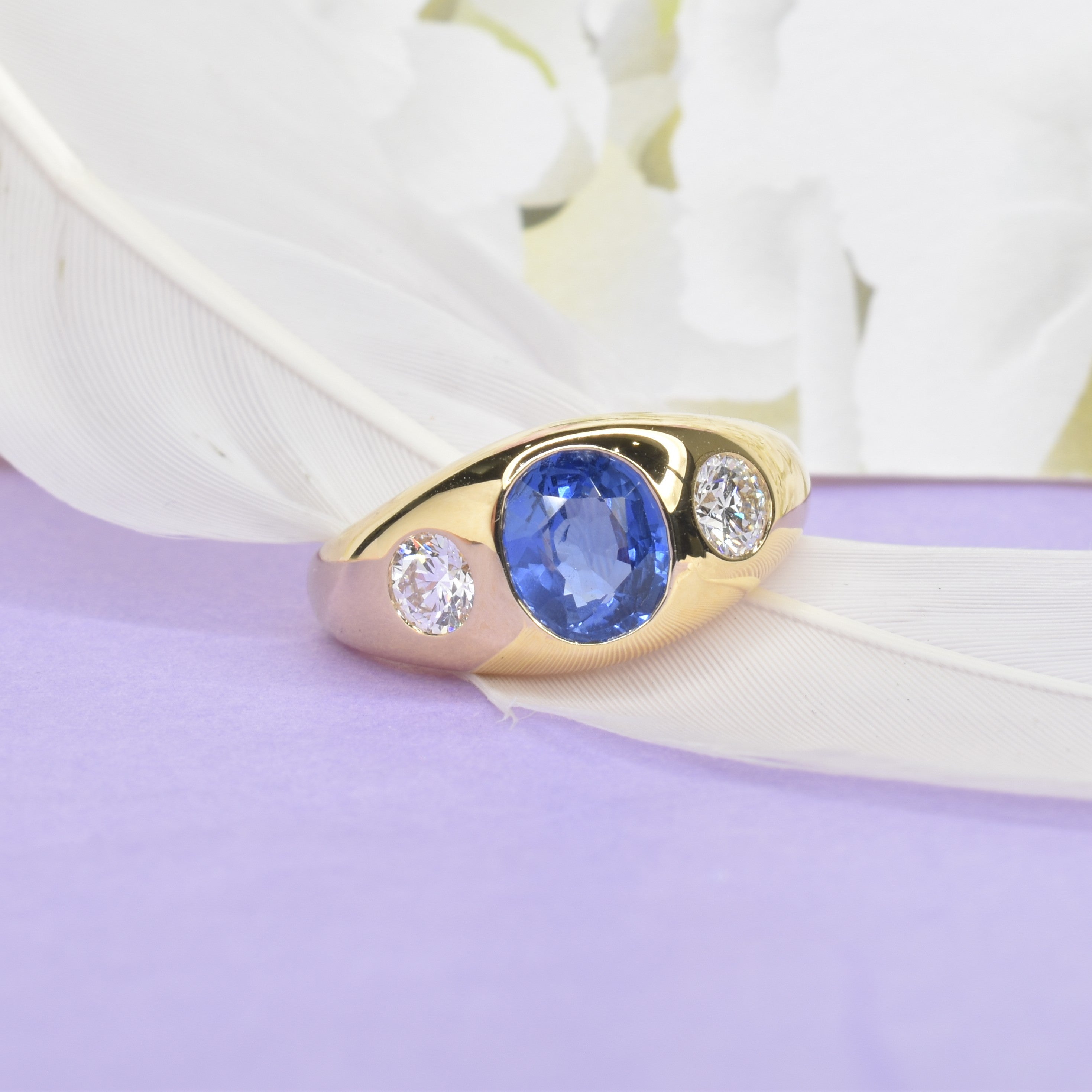 Gypsy Trilogy Ring with Sapphire and Diamonds
