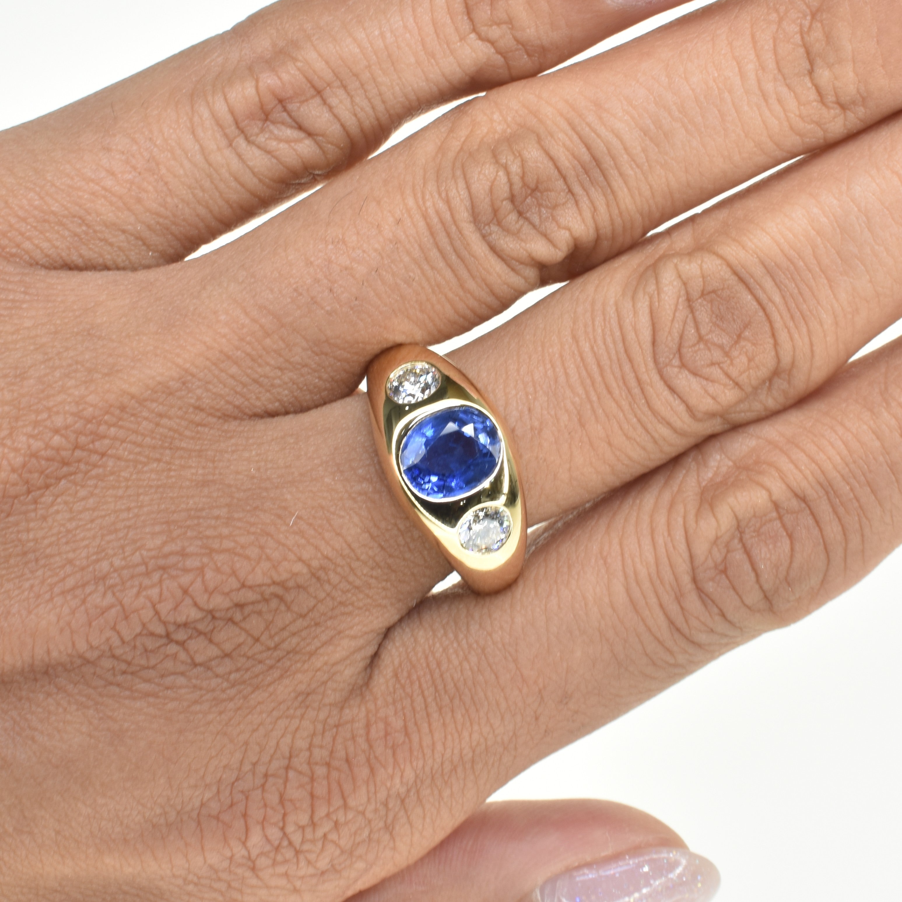 Gypsy Trilogy Ring with Sapphire and Diamonds