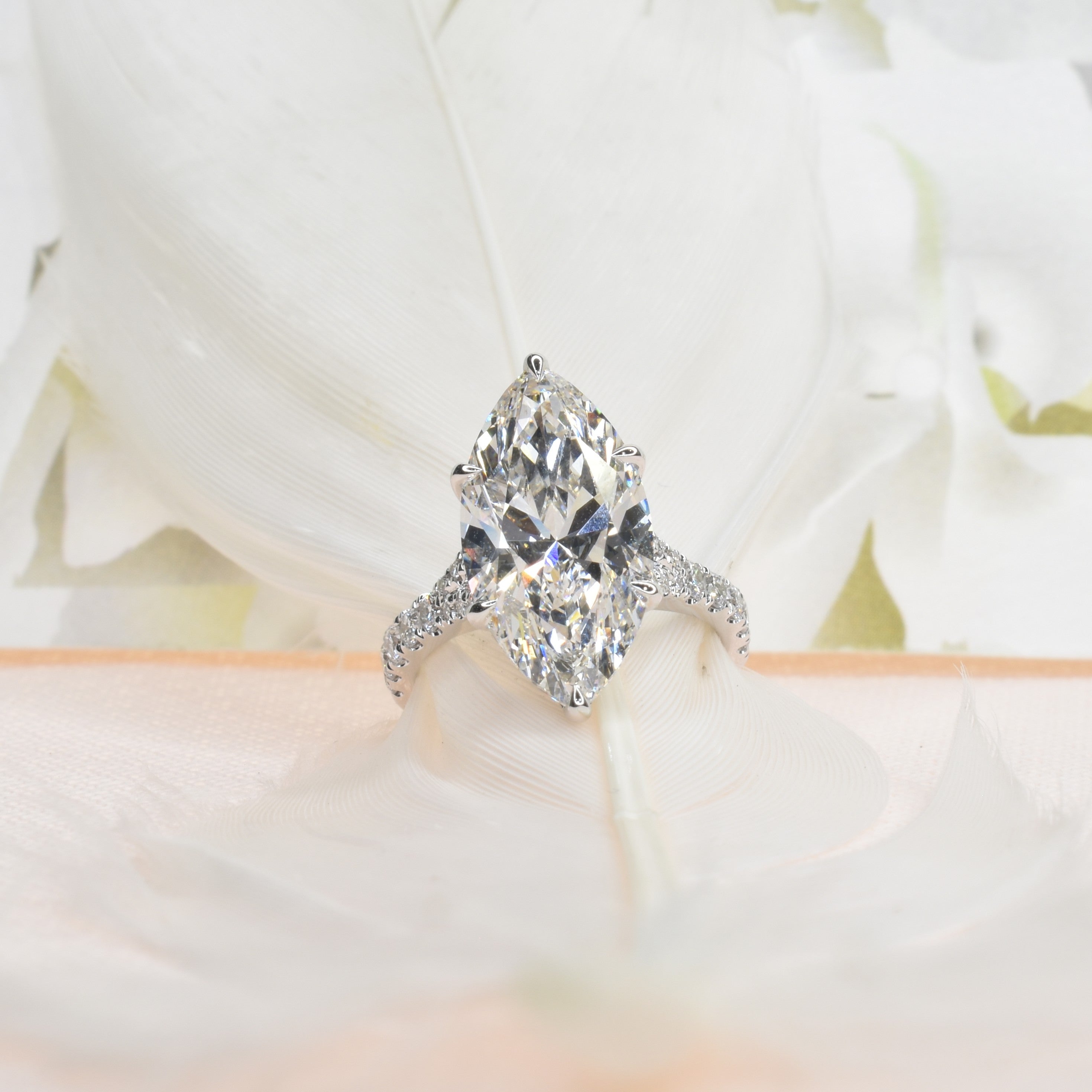 Lab Grown Marquise Diamond Engagement Ring
