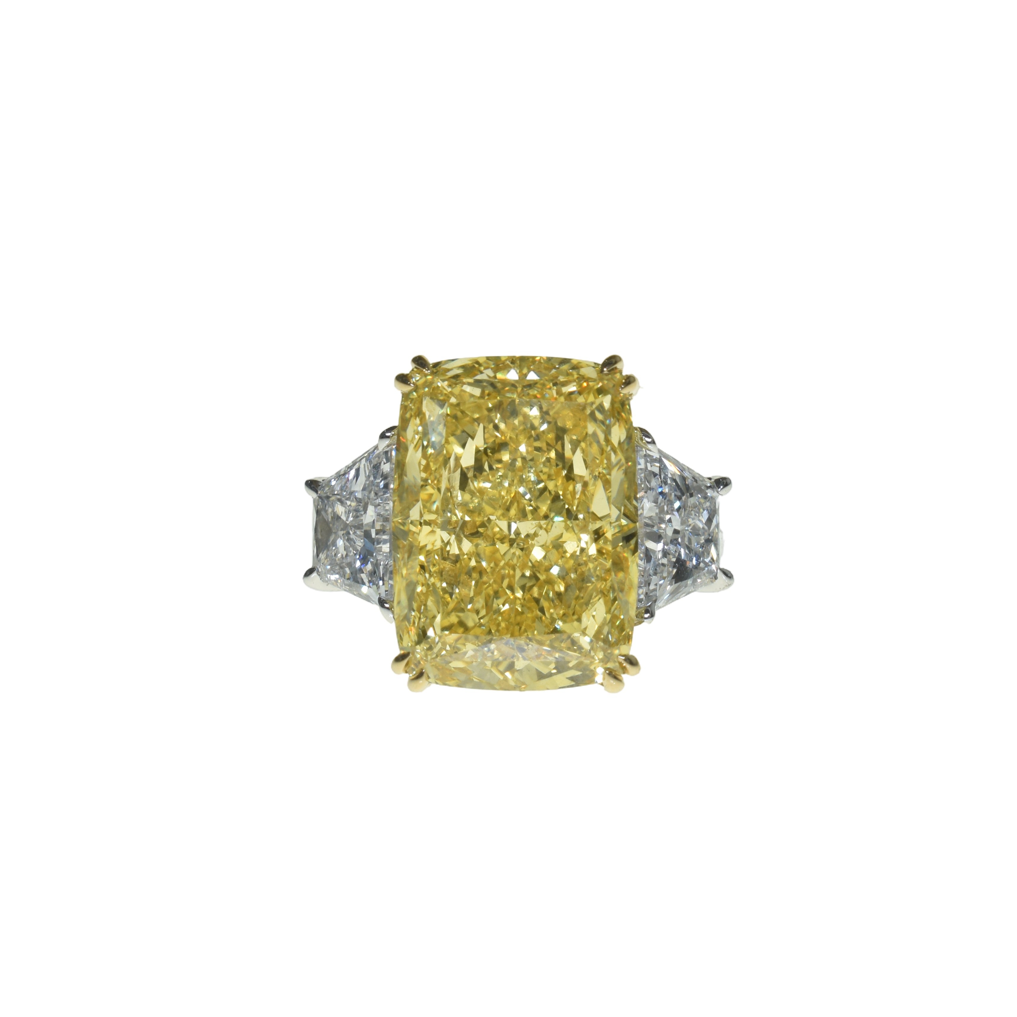 Lab Grown Yellow Cushion Diamond Trilogy