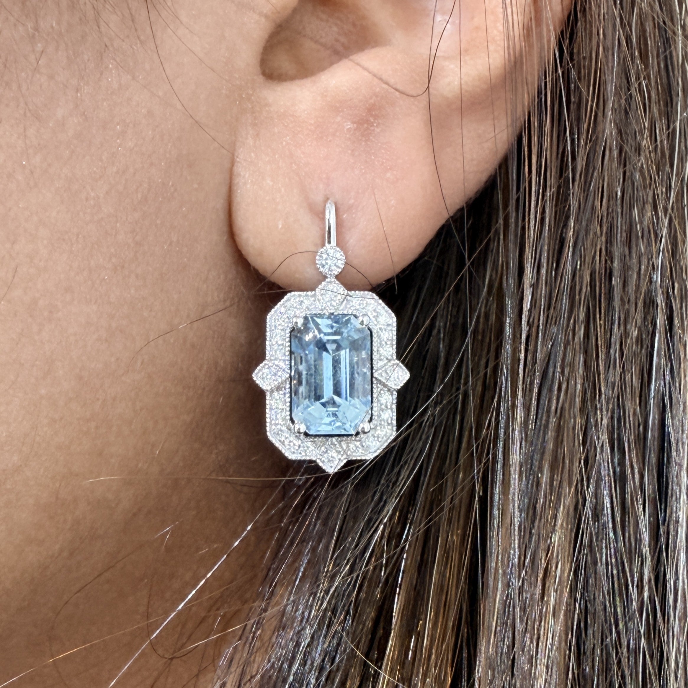 Antique Look Aquamarine Earrings