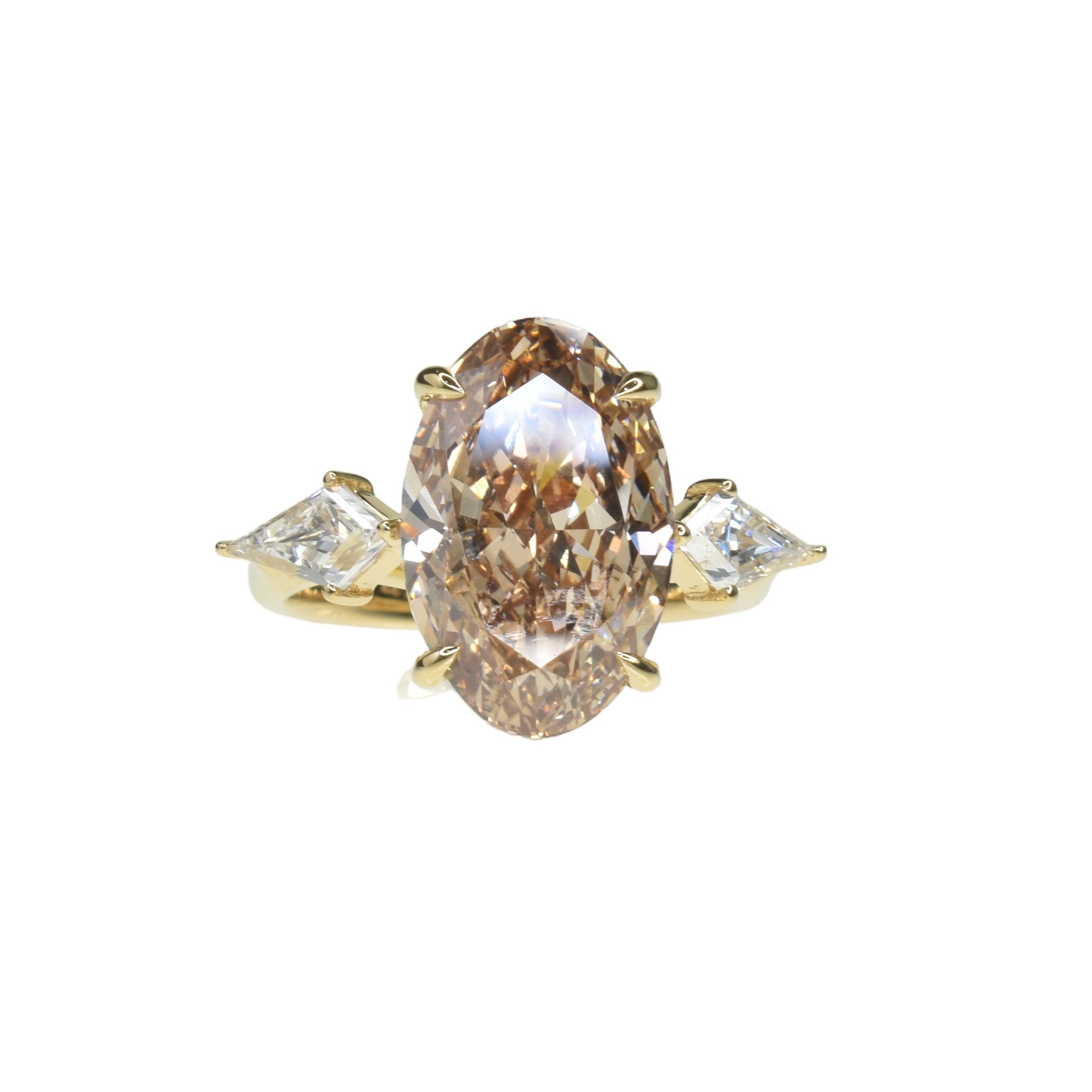 6ct Lab Grown Oval Brown Diamond with Kite Shapes