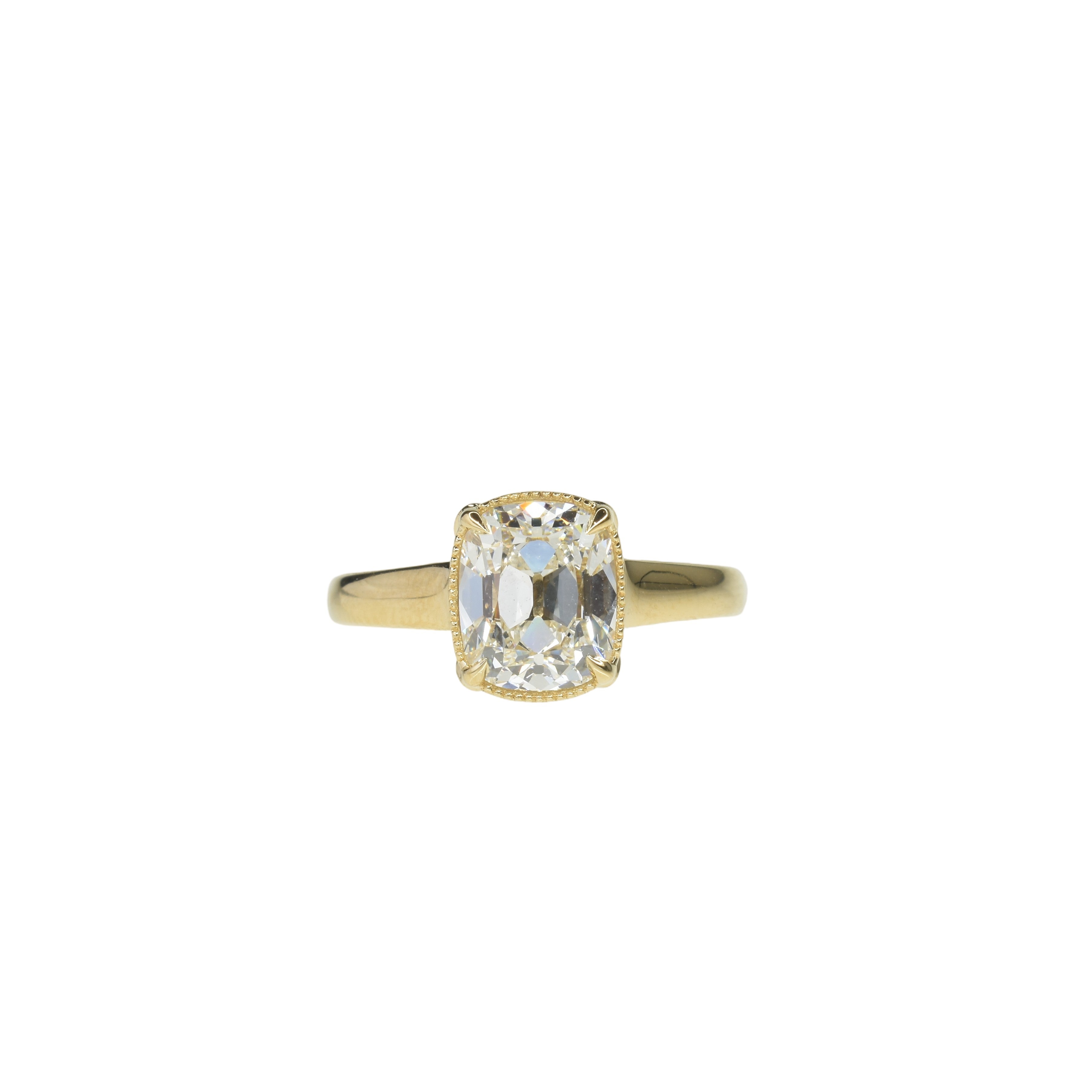 Natural Old Mine Cushion Cut Ring with Bezel