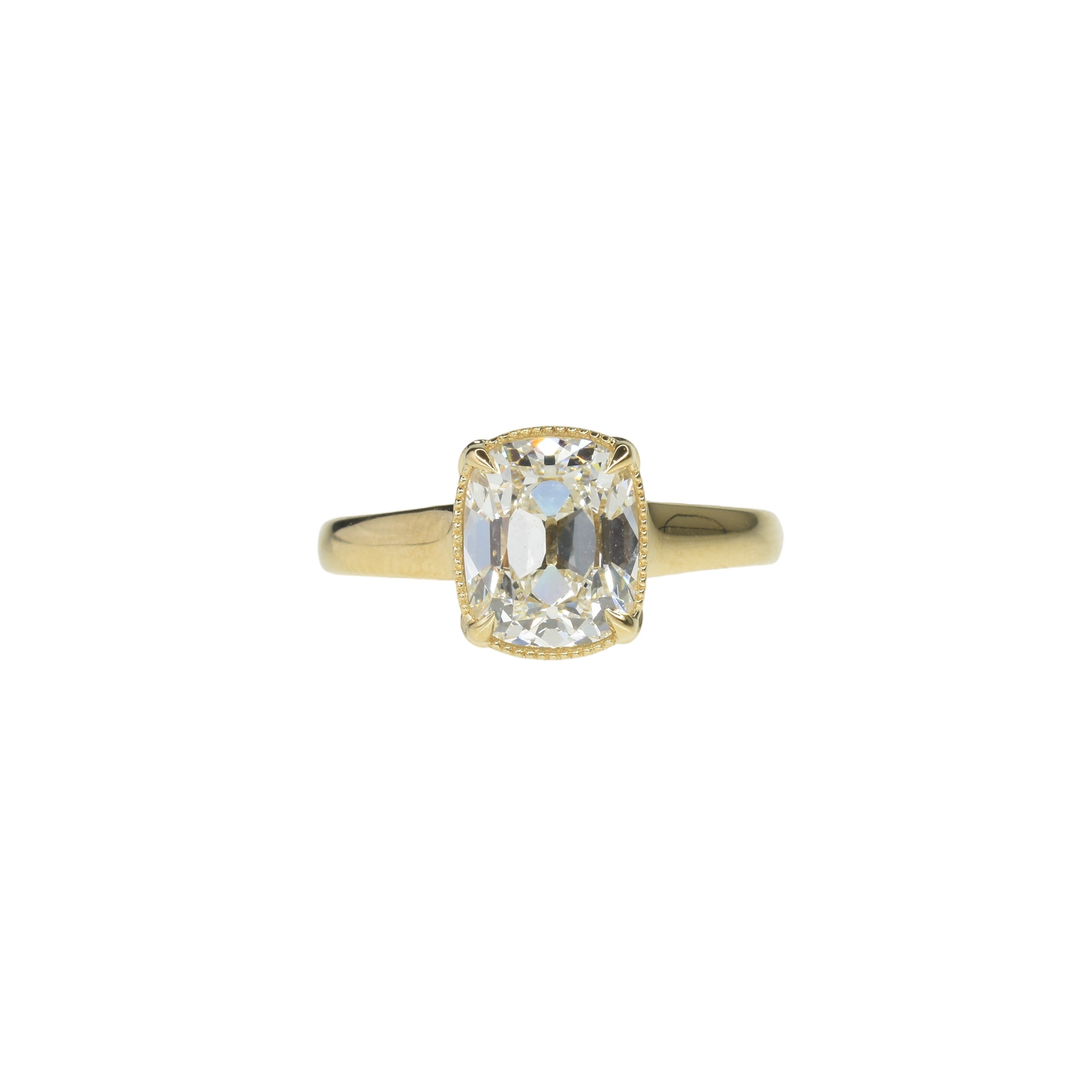 Natural Old Mine Cushion Cut Ring with Bezel