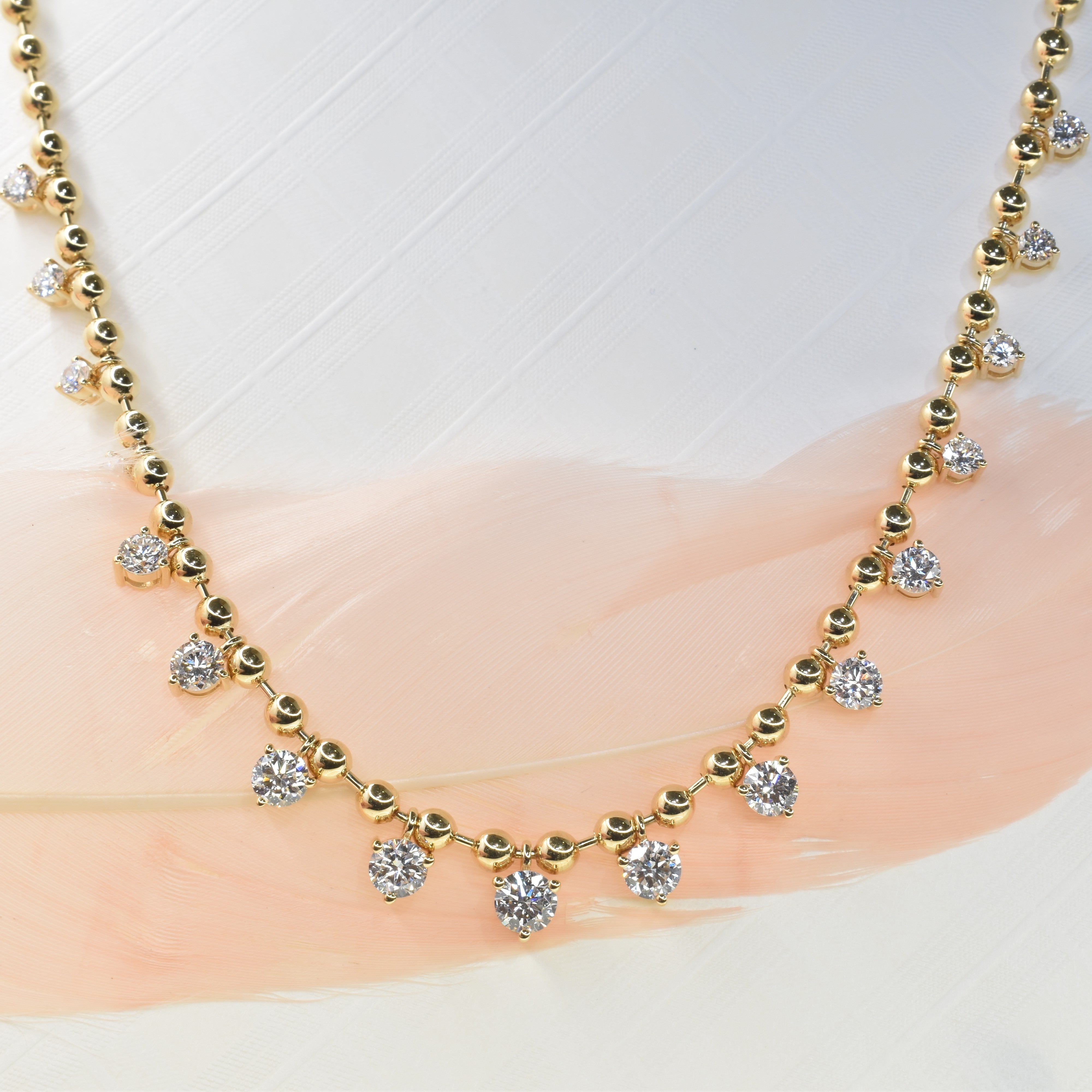 Lab Grown Diamond Drop Beaded Necklace